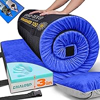 Vista 15 de Colchón de Espuma Viscoelástica de 3 Pulgadas para Acampar, Almohadilla de Dormir de Doble Capa Gruesa para Coche, Tienda, Cama, Enrollable, Verde