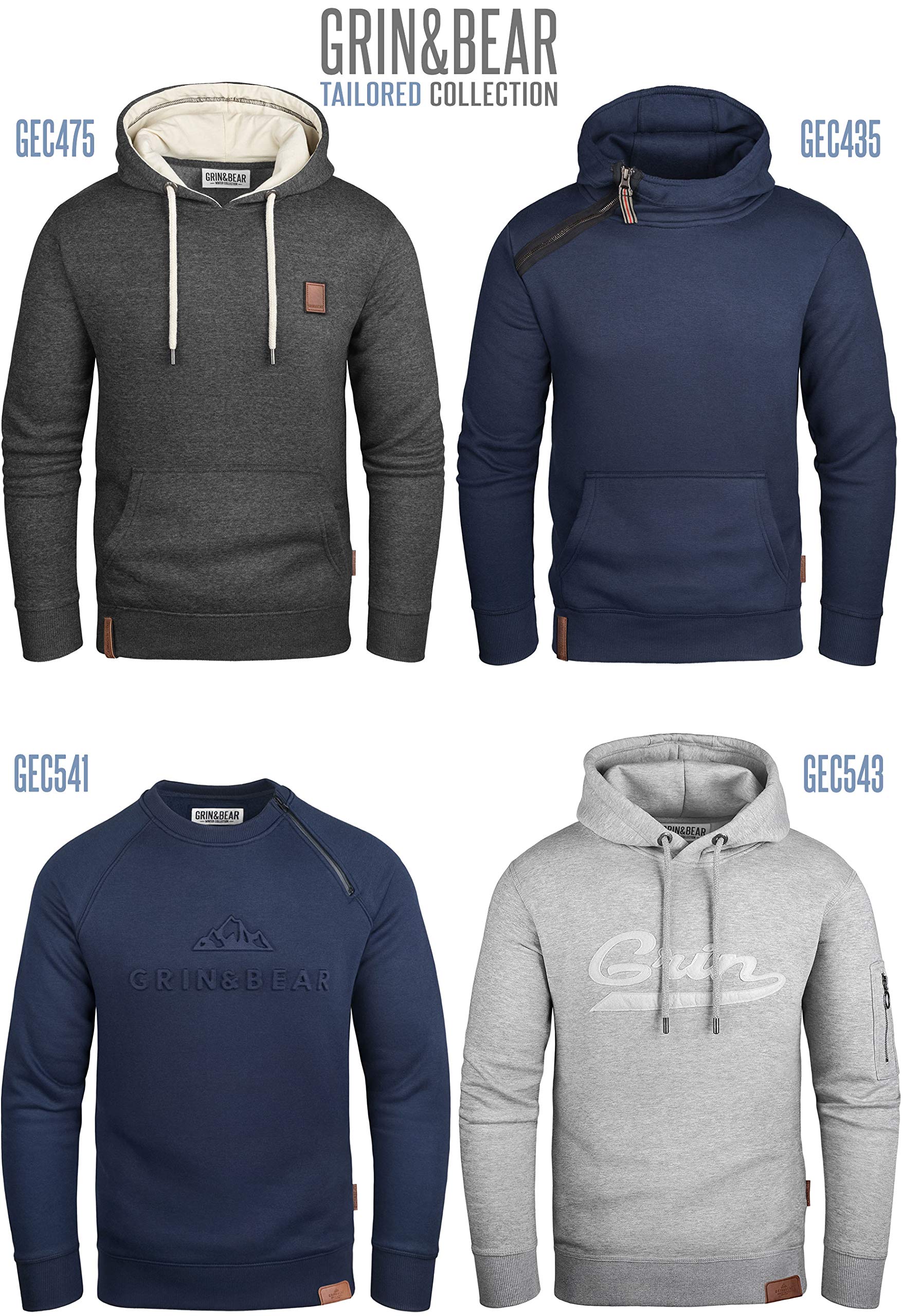 Grin&Bear Pull à Capuche Sweat Shirt pour Hommes avec de col Haut GEC474