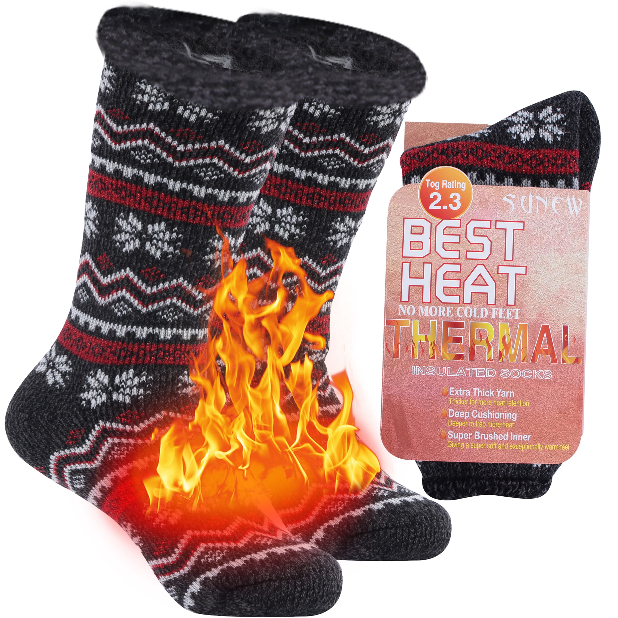 Thermal Crew Hunting Women's Fluffy Socks for Extreme Temperature (Black  Medium)