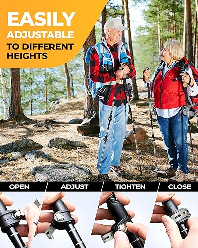 Miniatura 4 de Foxelli Bastones de trekking  Bastones de trekking plegables ligeros para hombres y mujeres, equilibrio perfecto y apoyo para personas mayores