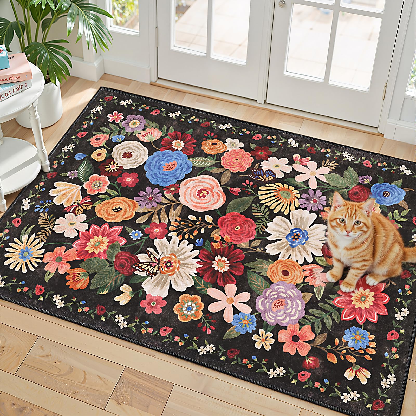 Photo 1 of Black Washable 2x3 Entry Rug, Small Rugs for Kitchen Bathroom Door Mat