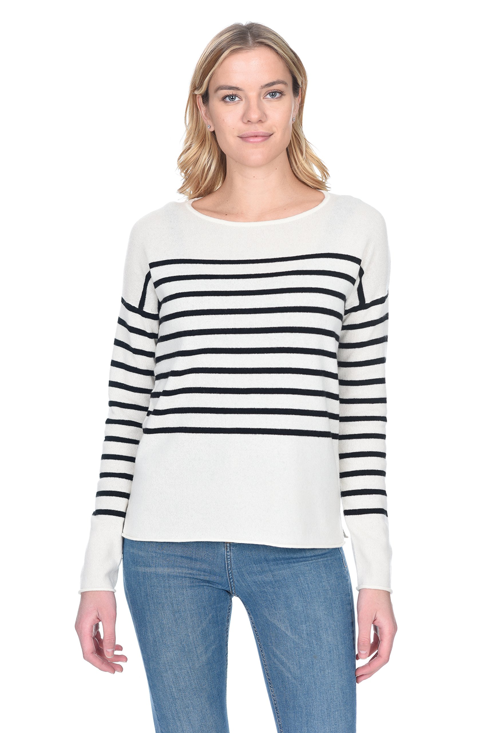 State Cashmere Womens 100 Cashmere V-Neck Long Sleeve Oversized Sweater