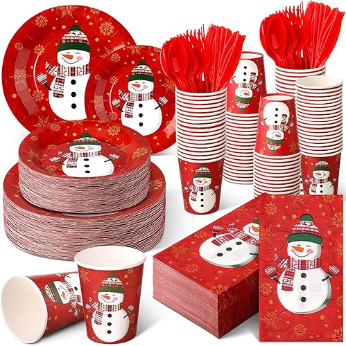 Miniatura 8 de 400 piezas Platos y servilletas de bolas rojas y verdes para 50 invitados, decoración de fiesta de despedida de soltera, juego de vajilla