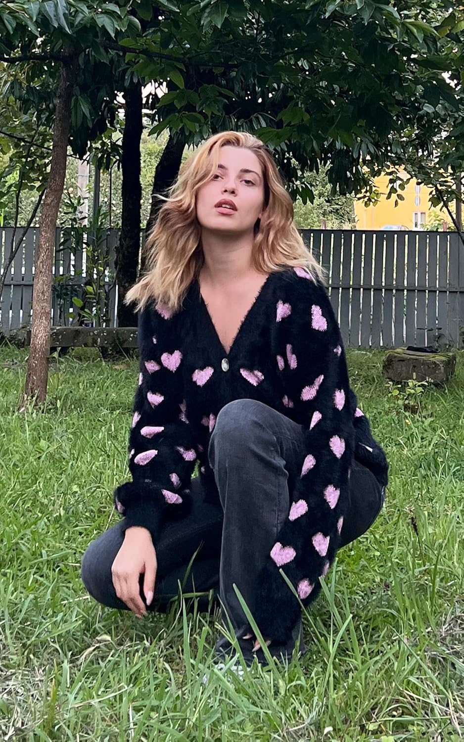 ECOWISH Women Floral Cropped Cardigan: Fall Long Sleeve Open Front Fuzzy Daisy Print Knit Sweaters Casual Y2k Outerwear - Image 7