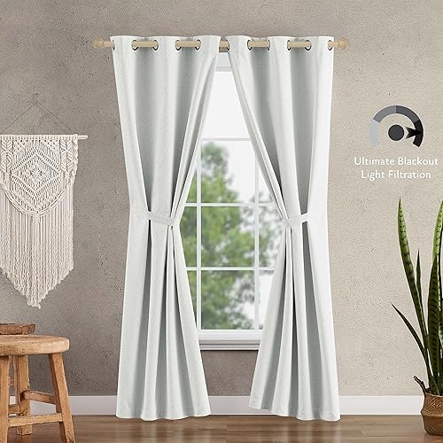 Miniatura 3 de Jessica Simpson Faye - Cortinas opacas blancas para dormitorio, 2 paneles de cortinas texturizadas con aislamiento térmico, cortinas de 38 x 84