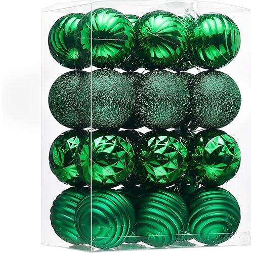 Valery Madelyn Christmas Tree Decorations Ornament Set for Fall Halloween Decor, 24ct Green Shatterproof Ball Ornaments, 2.36 Inches Hanging Ornaments for Xmas Holiday Party