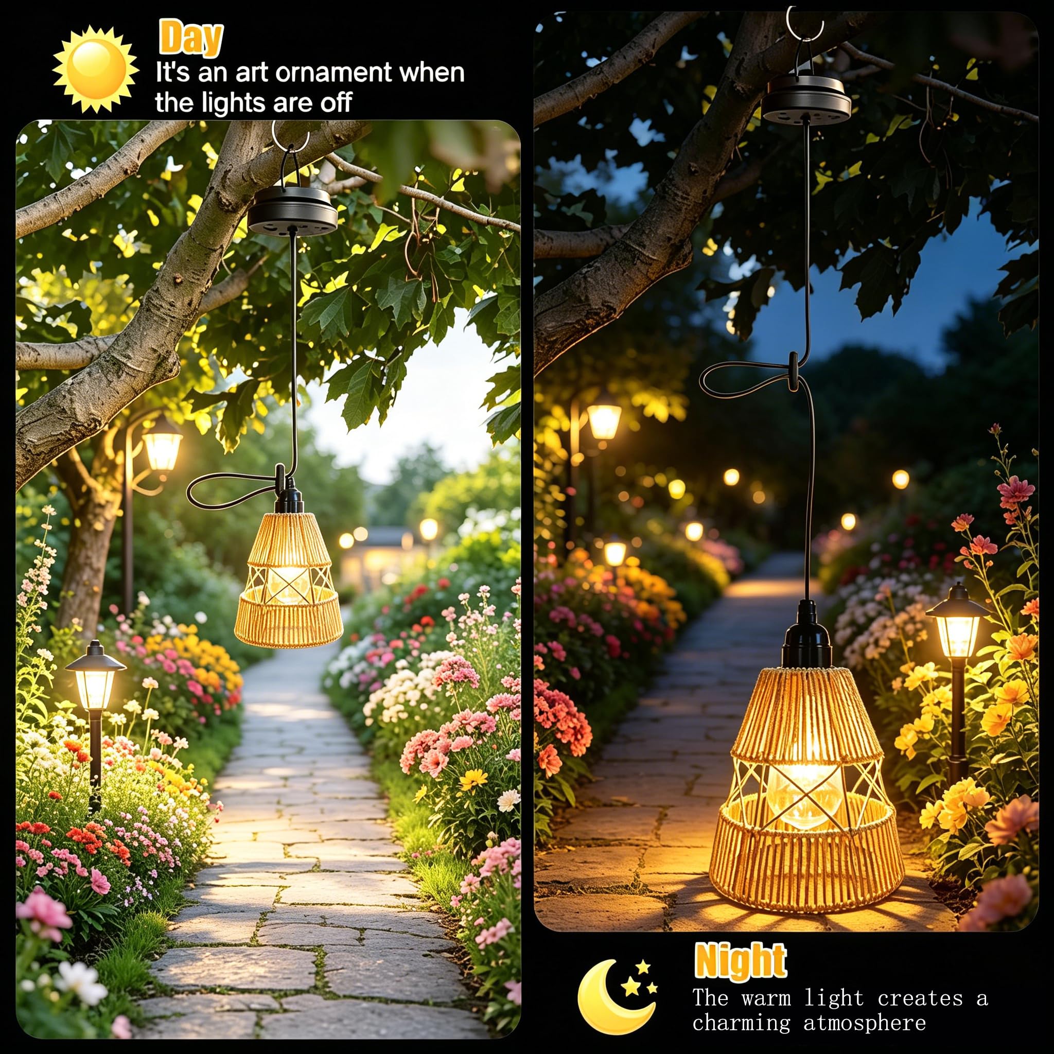 Lámparas solares para exteriores, 2 unidades, IP65, impermeables, de ratán, de jardín, balcón, césped y terraza, lámparas solares decorativas para exteriores