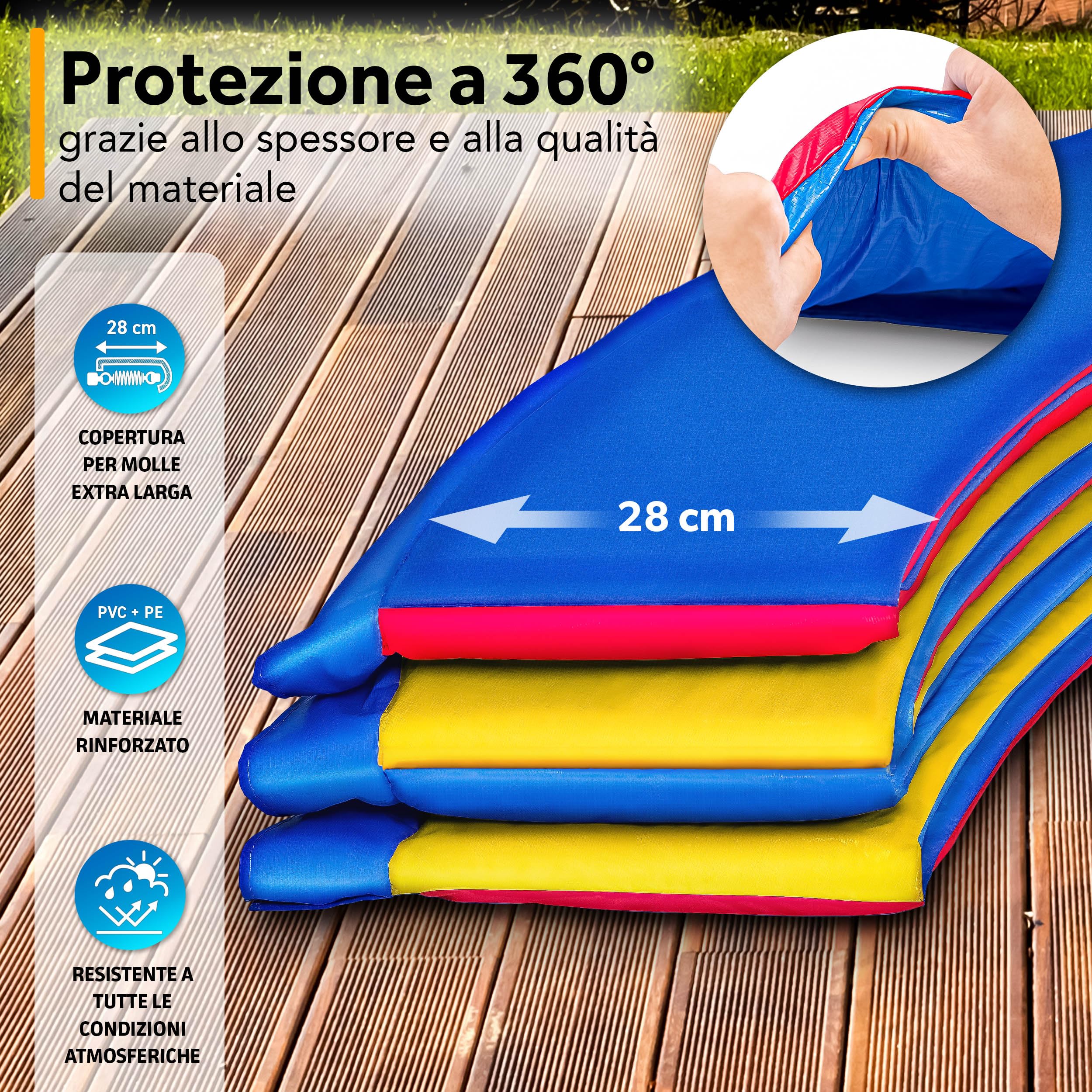 KIDUKU® Copertura Bordo Imbottitura Protettiva per Cornice Trampolino Bordo Protezione Elastico Giardino 244 305 366 427 cm