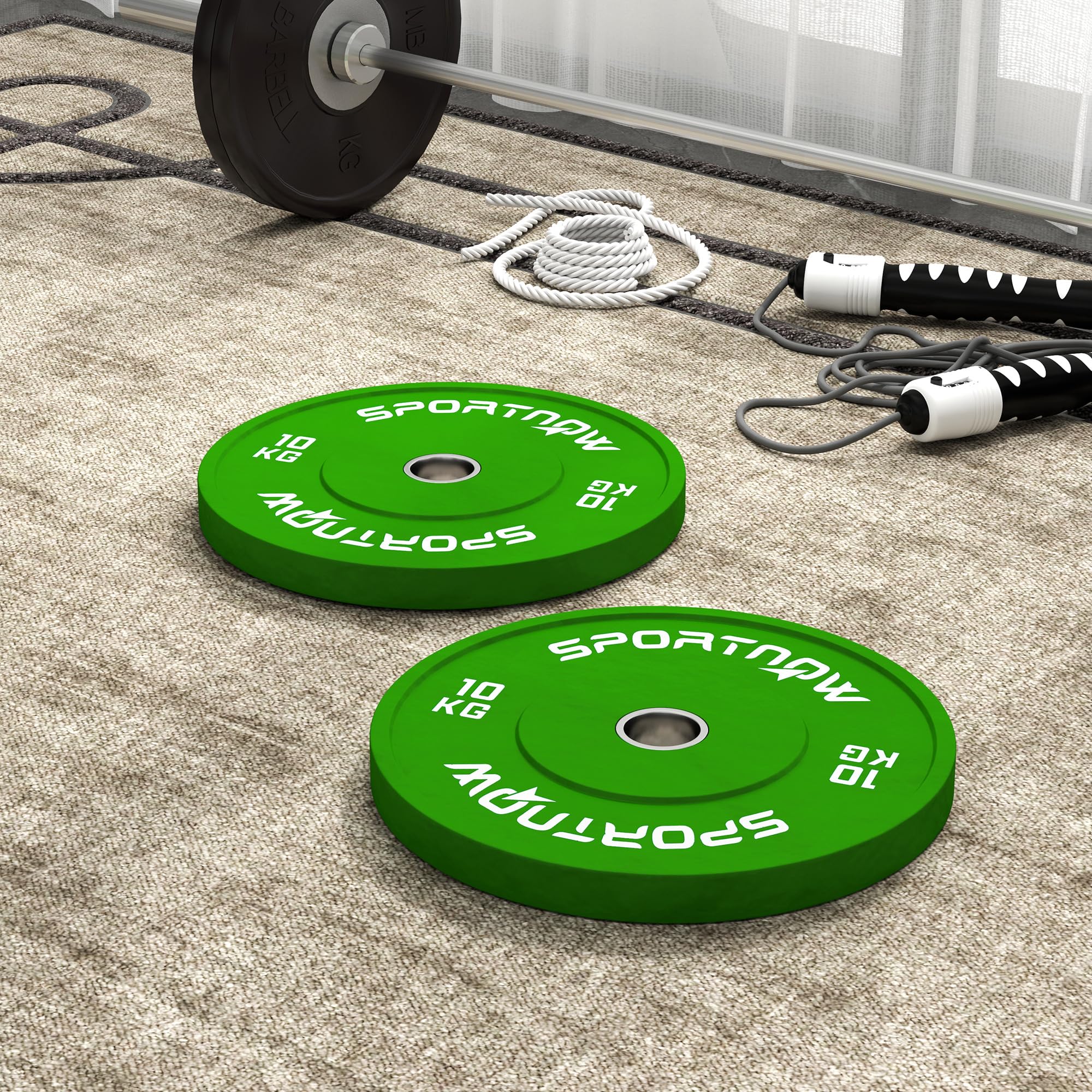 SPORTNOW Set 2 Dischi Pesi 2x5/10/20 kg in Gomma, Dischi per Palestra e Casa con Foro da 5 cm per Manubri e Bilancieri