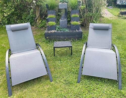 Miniatura 97 de PURPLE LEAF Juego de tumbona para patio, sillón al aire libre, playa, piscina, tumbona para tomar el sol, tumbona reclinable, sillas de bronceado