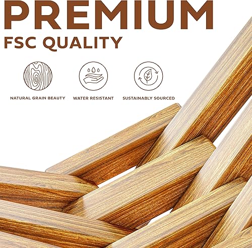 Miniatura 7 de Melino 2 sillas plegables de madera de acacia para exteriores, sillas de salón de madera de acacia de perfil bajo, sillas plegables al aire libre