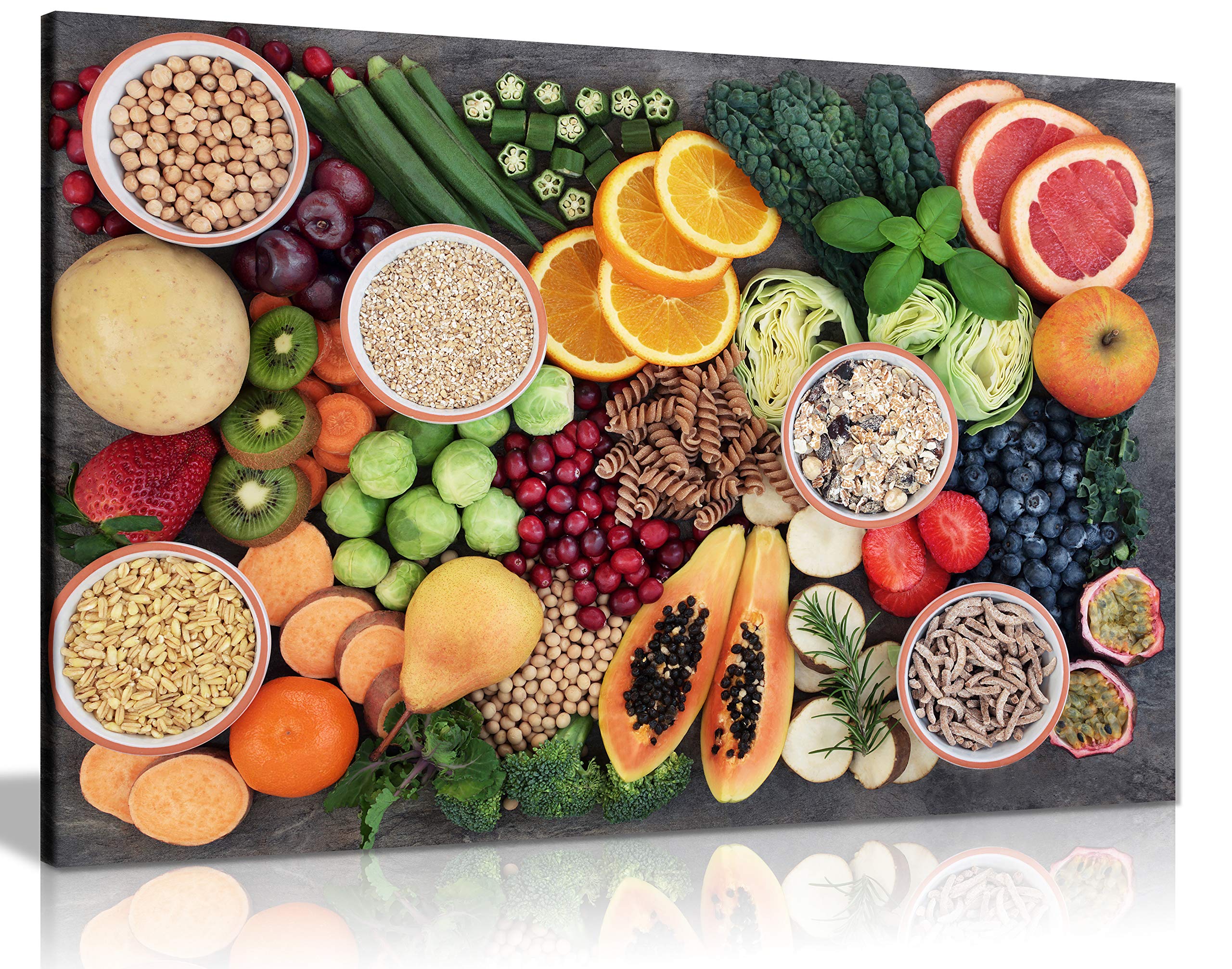 Panther Print Multi-Color Framed Canvas Wall Art Decor For Kitchen And Dining Room, Fresh Healthy Fruits, Print Artwork For Special Occasions (36 X 24 Inch)