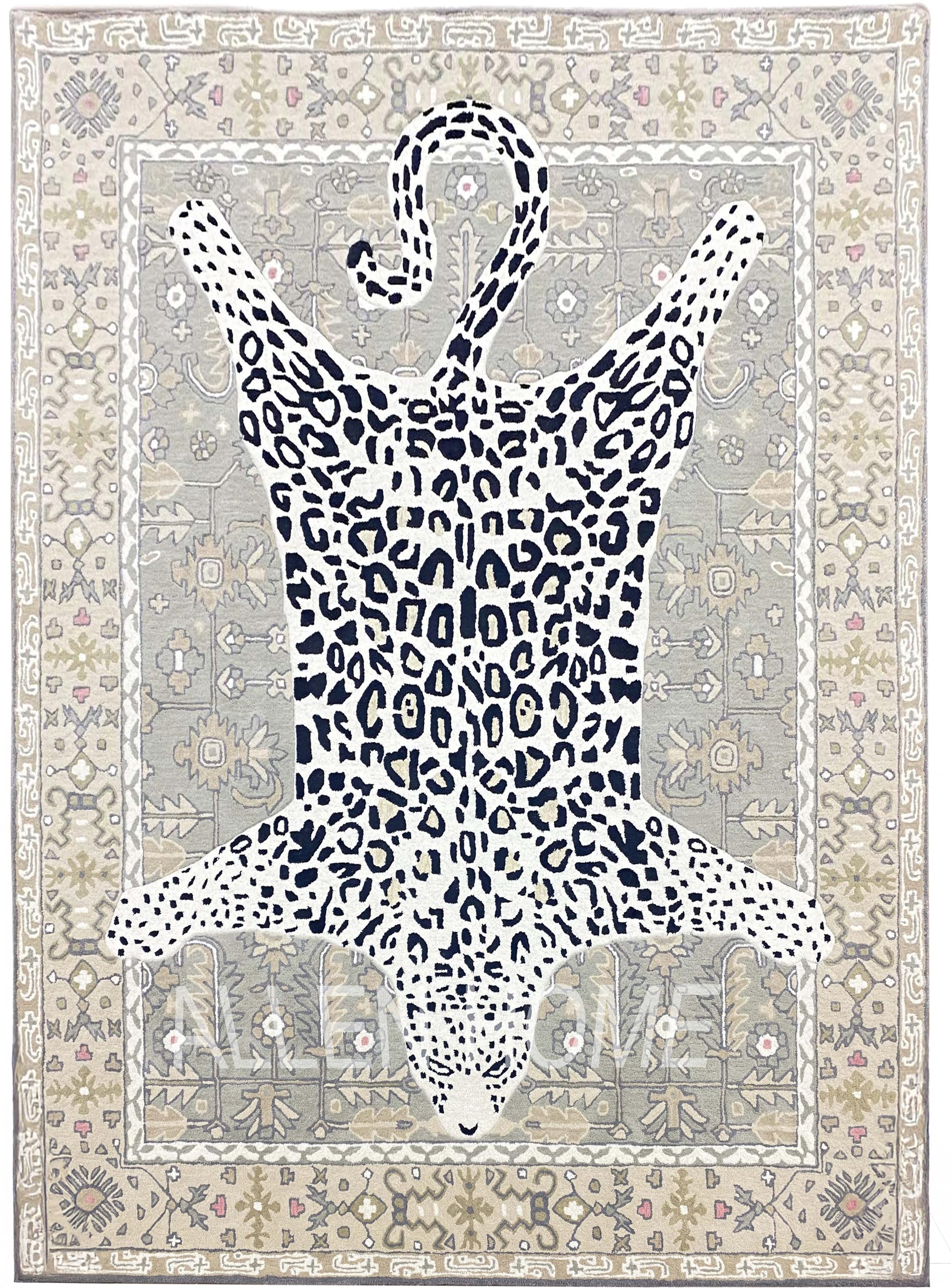 Allen Home Wool Area Rug - Leopard Rug Rust - Traditional Decorative Carpet - Area Rugs Suitable for Bedroom, Living & Dining Room - 100% Wool - 100%