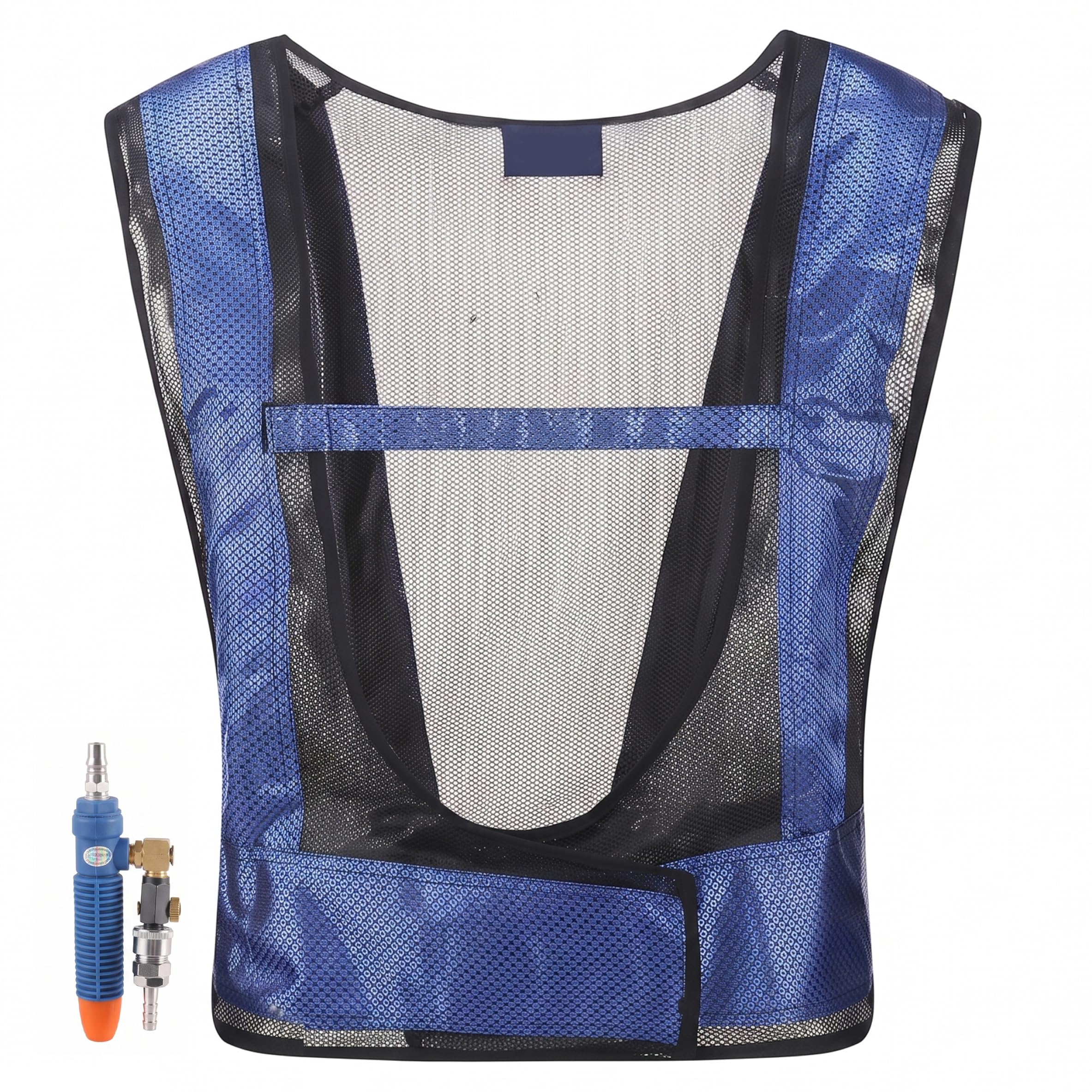 Chaleco de enfriamiento para soldadura, chaleco de aire acondicionado Eddy Tube de enfriamiento de acero para alivio del calor, azul, fresco