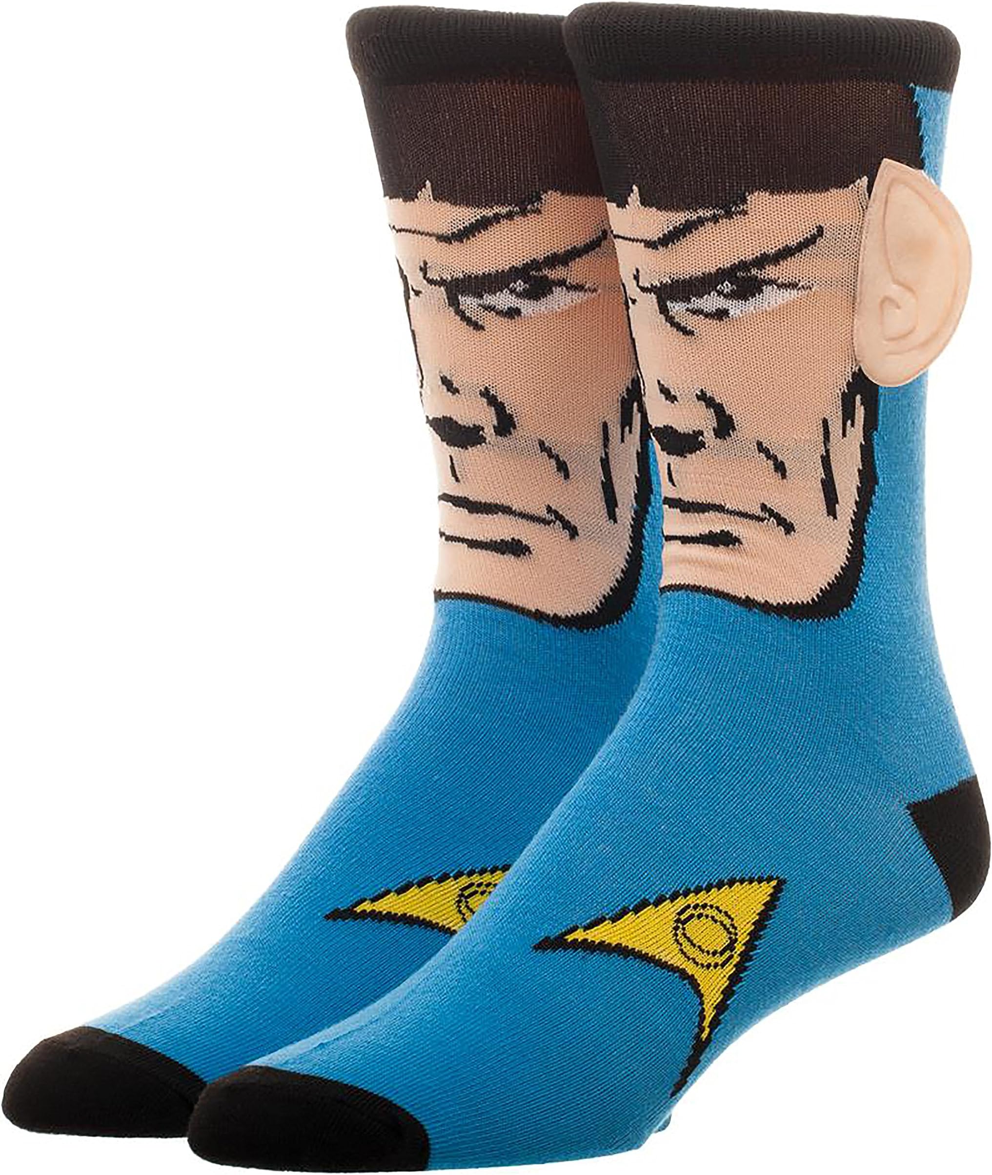 Spock with Ears Crew Socks, Blue, Sock Size 10-13, Shoe Size 6-12