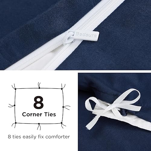 Vista 321 de Bedsure - Juego de funda de edredón de tamaño matrimonial, ropa de cama suave con doble cepillado, 1 funda de edredón (80 x 90 pulgadas) y 2 fundas