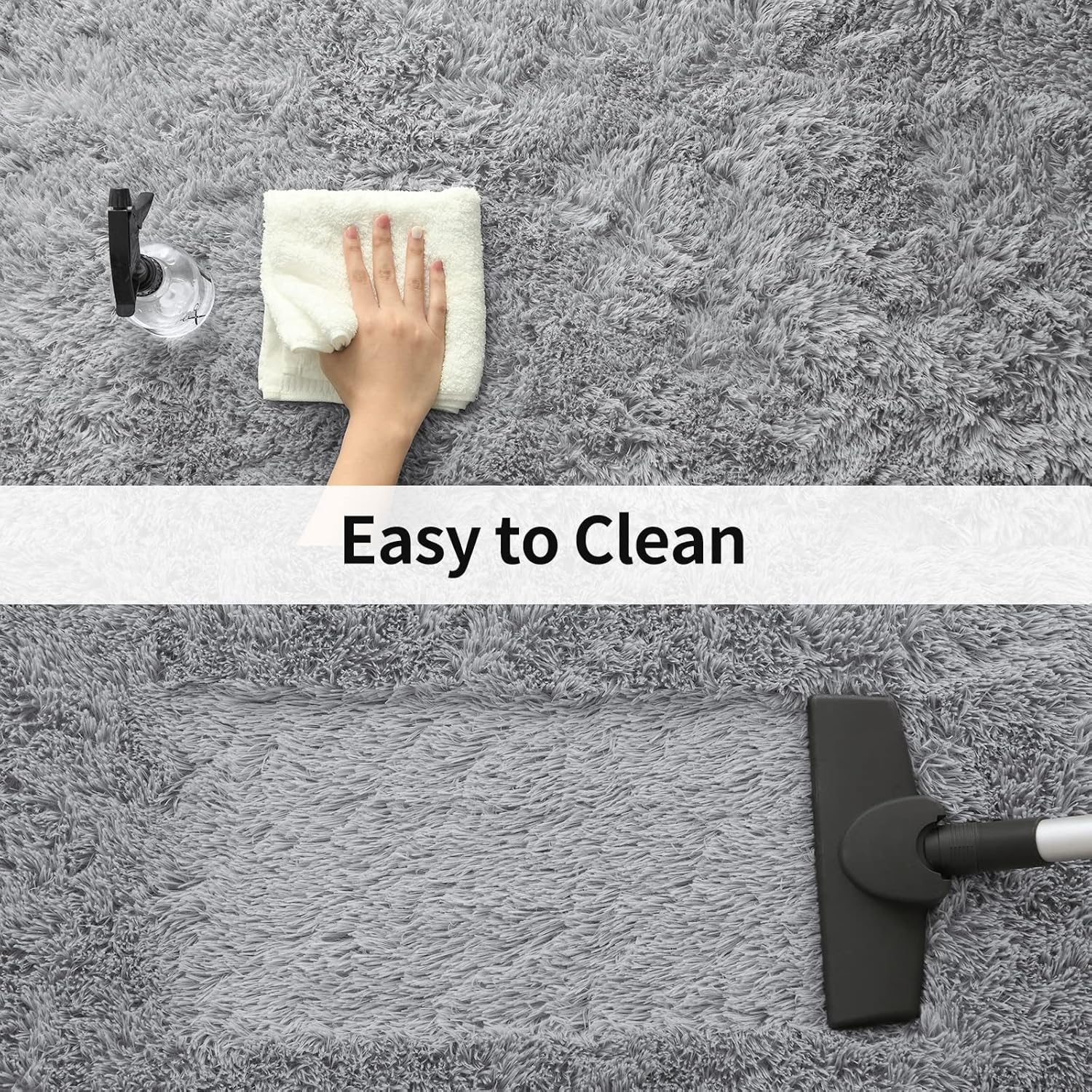 Merelax Soft Modern Indoor Shaggy Area Rug for Bedroom Livingroom Dorm Kids Room Home Decorative, Non-Slip Plush Fluffy Furry Fur Rugs Comfy Nursery Accent Floor Carpet 3x5 Feet, Grey