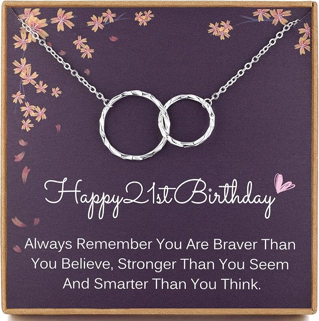 MADAOGO 21st Birthday Necklace for Girls, Sterling Silver Infinity Necklace, Birthday Gifts for 21st Women, Birthday Gift Idea for Daughter, Granddaughter, Friend