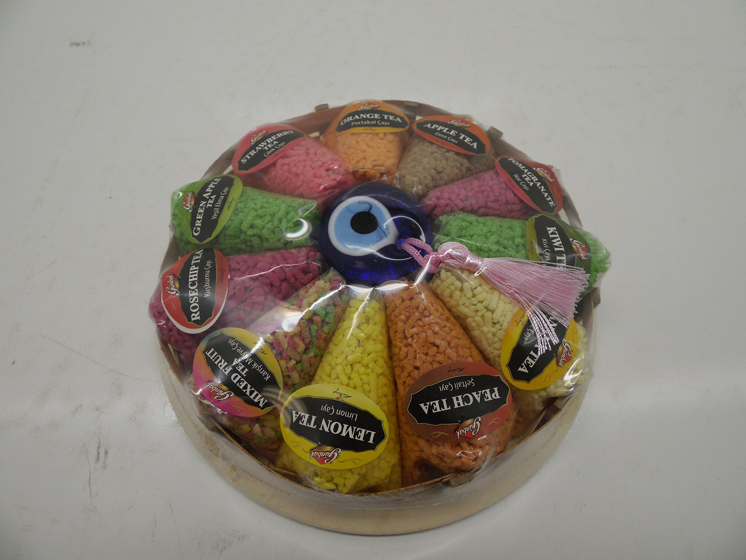 Gunbak Granulated Turkish Mixed Fruit Tea with Evil Eye Ornament, 11 Ct