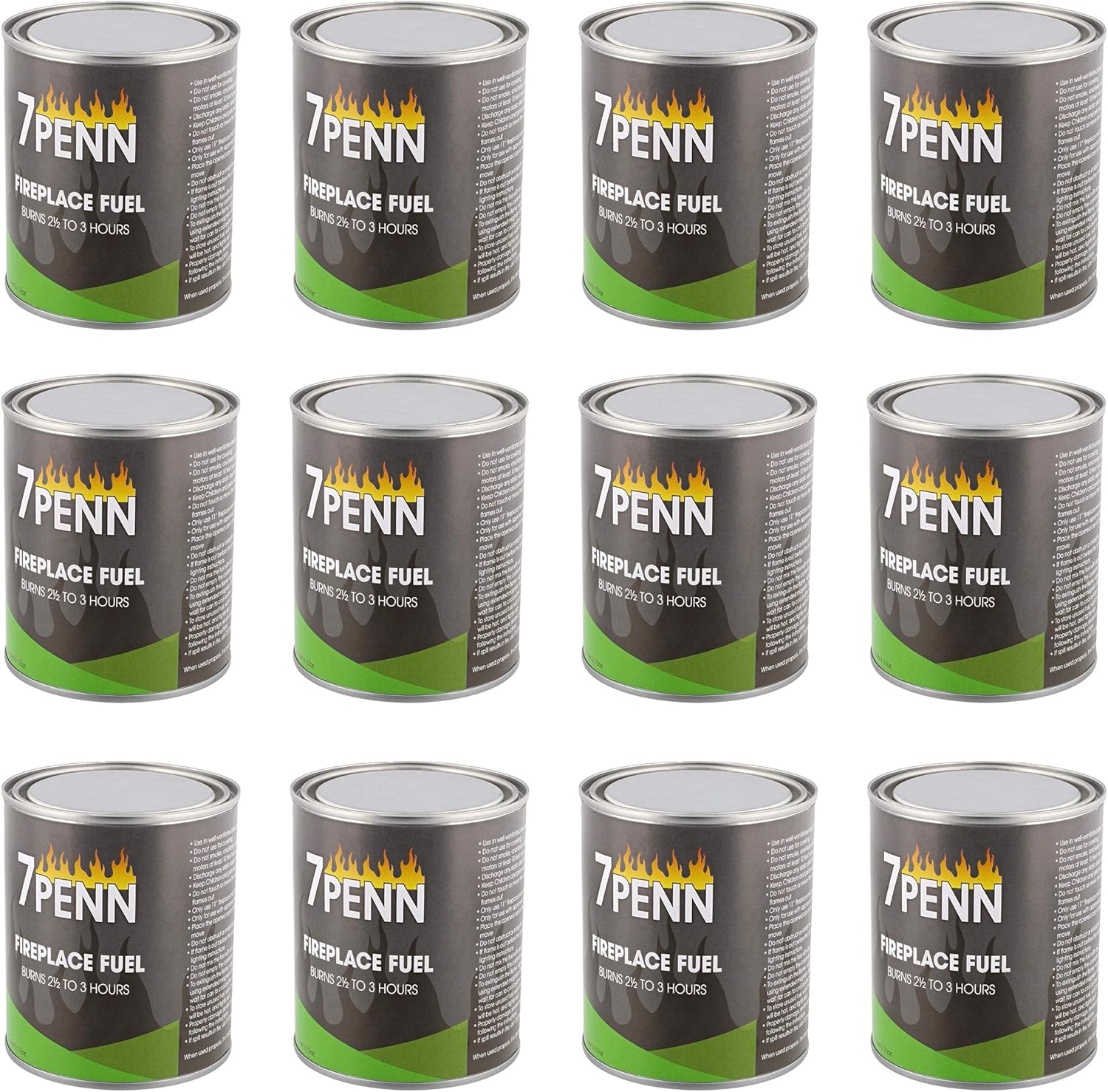 7Penn Gel Fireplace Fuel Cans, 13oz 12 Pack Fire Pit Gel