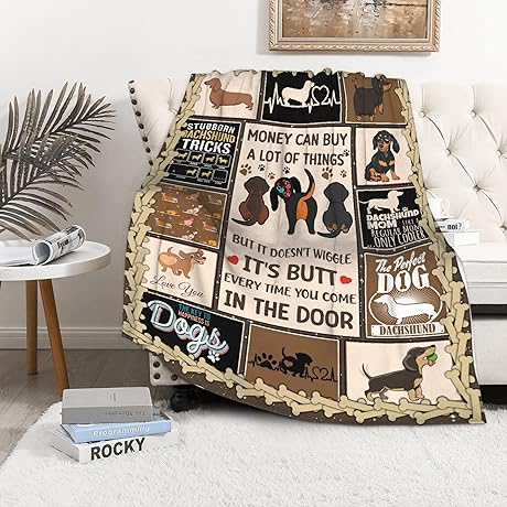 Adorable Pickle and Dot Dachshund Blanket for Cozy Snuggles