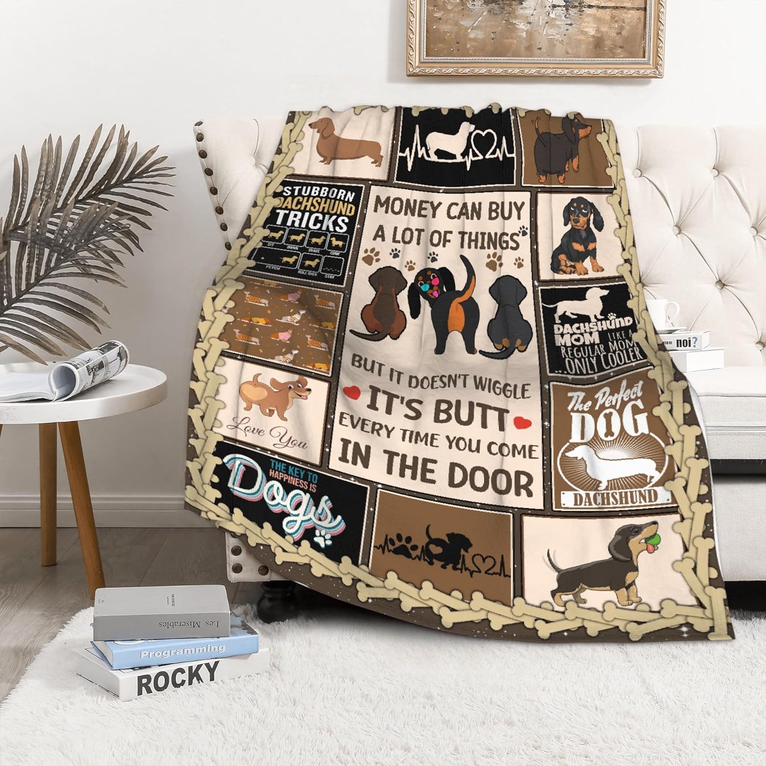 Dachshund Blanket is Super Soft and Warm, I Love Dachshunds Soft Flannel Throw Cozy Wiener Dog Blankets The Lightweight Flannel Blanket is for All-Season Use 60"x50"for Teen