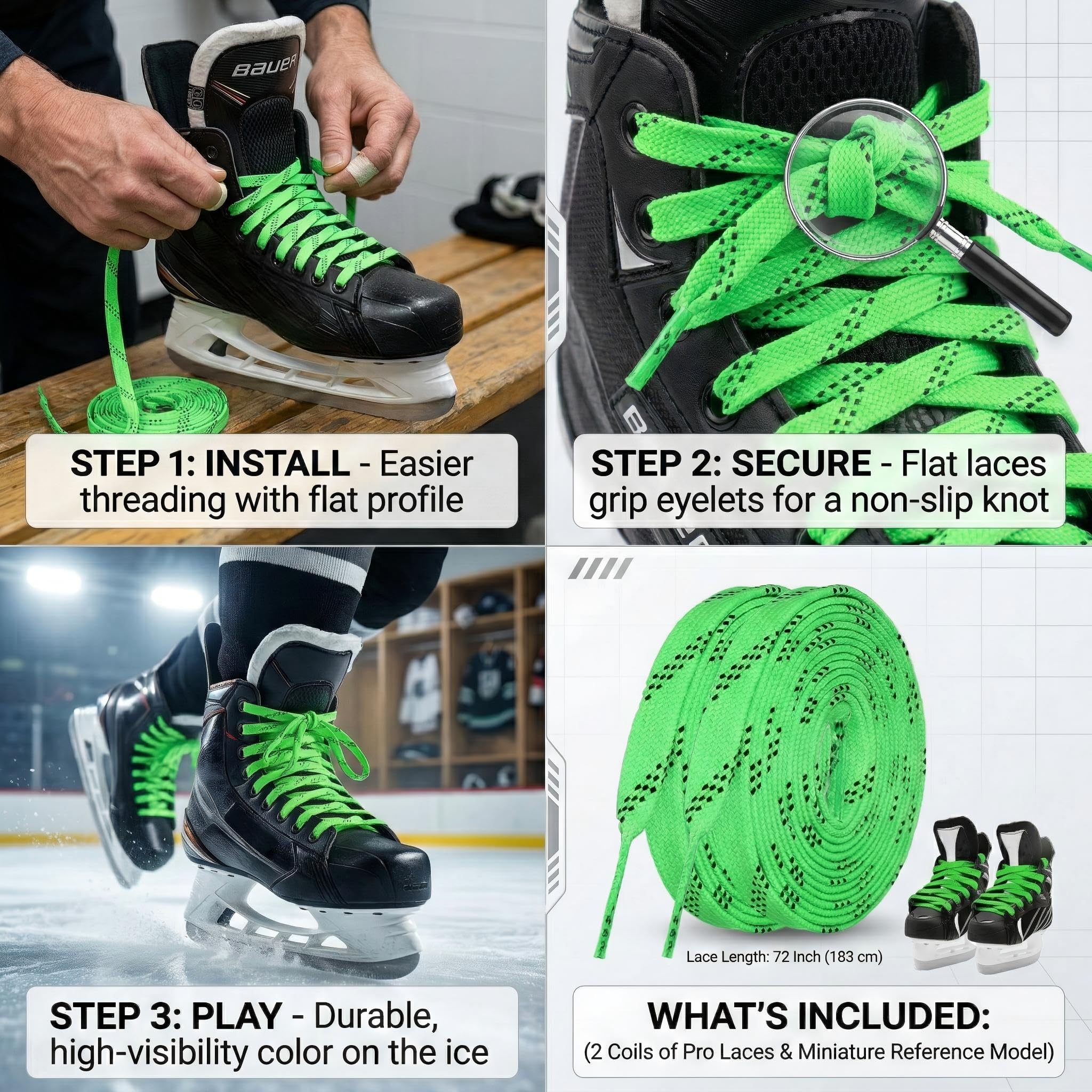 Cordones De Hockey sobre Hielo Verdes 244cm Cordones Planos Encerados Antideslizantes para Patinaje sobre Hielo Y Hockey En Línea, Cordón De Skate Encerado Resistente Al Agua