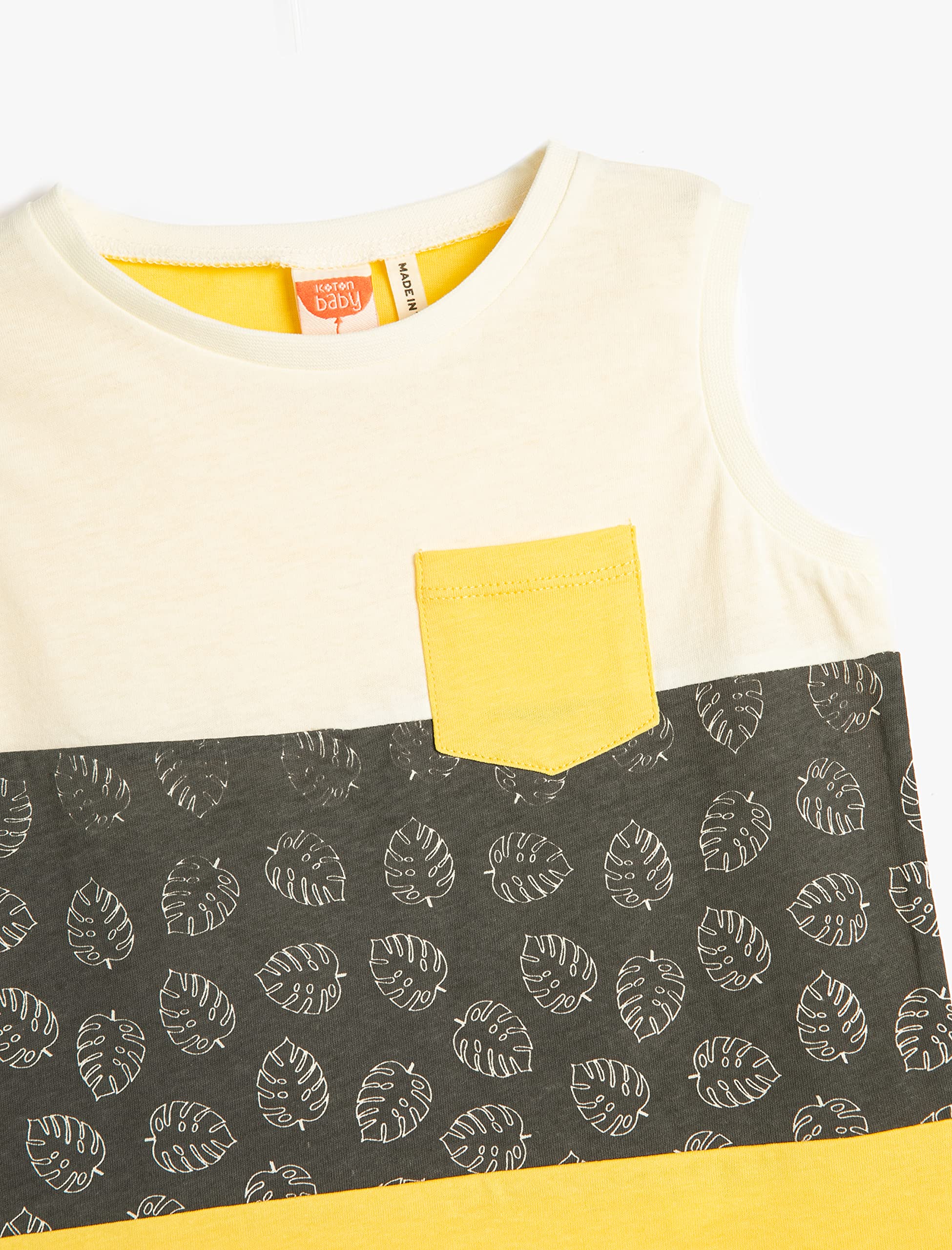 Koton T-Shirt Senza Maniche Color Block Round Collar Cotton Maglietta Bimbo