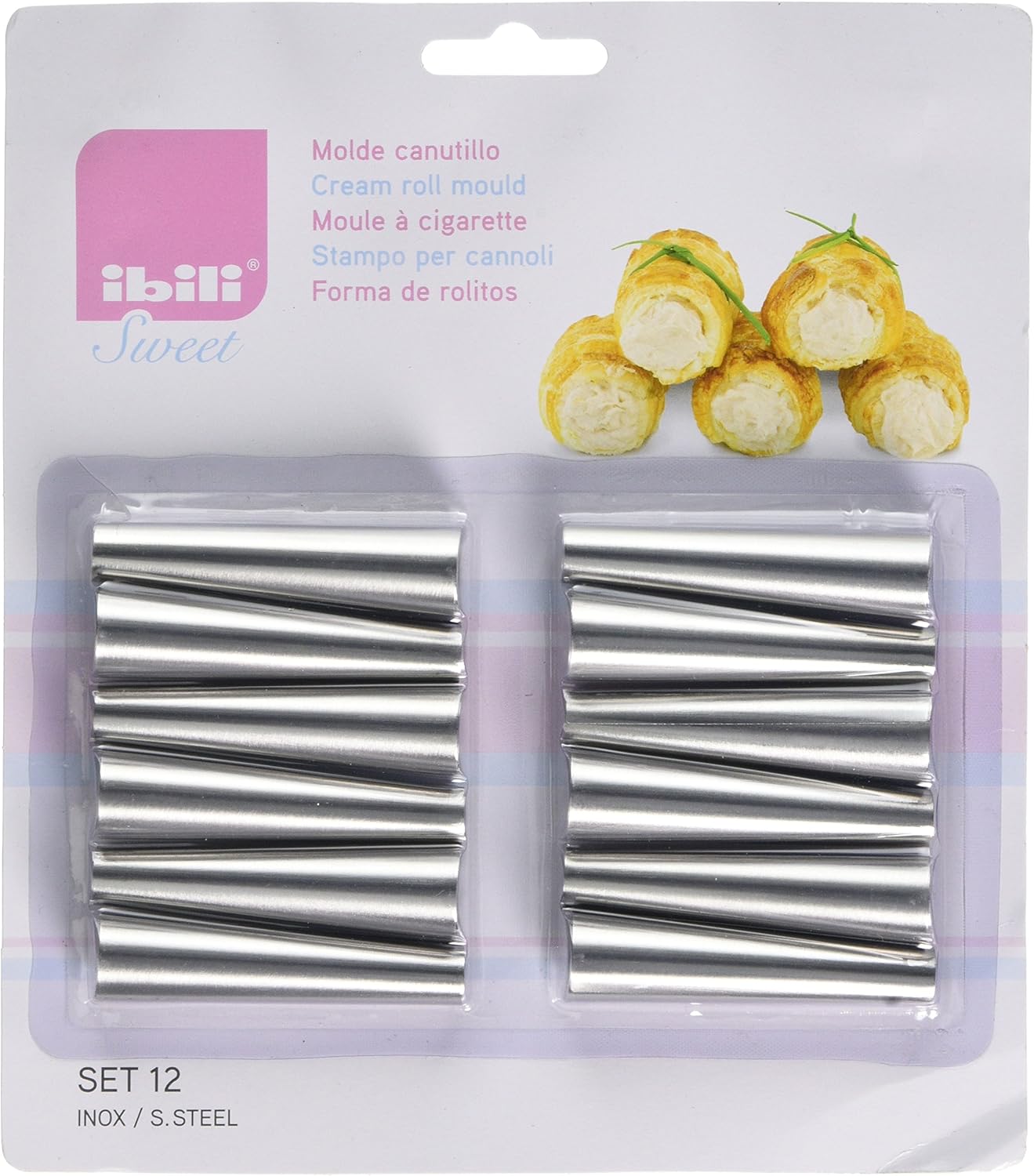IBILI Cream Roll Mould Mini, Steel, Metallic, 18 x 21 x 2 cm