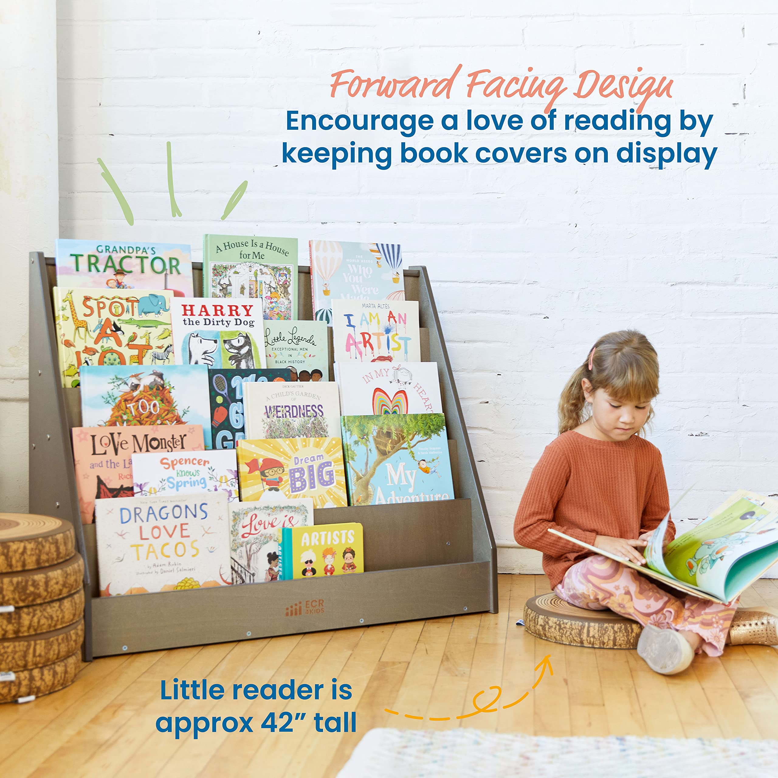 Amazon.com: ECR4Kids Single-Sided Wooden Book Storage and Display