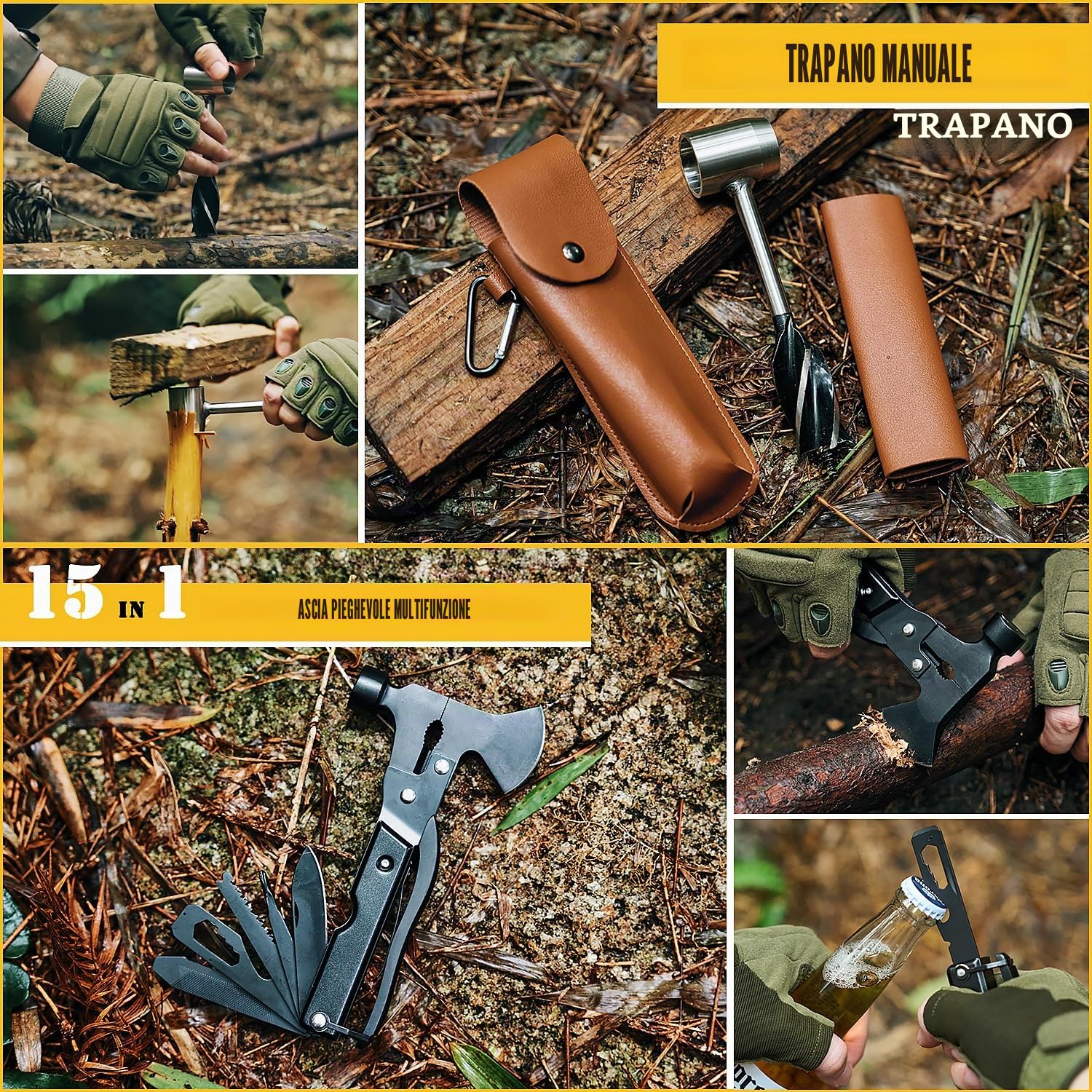 Kit di pronto soccorso di sopravvivenza, 99 pezzi, attrezzi di sopravvivenza professionale, grande zaino da trekking con attrezzatura di emergenza, accessori per avventure all'aperto, regalo per