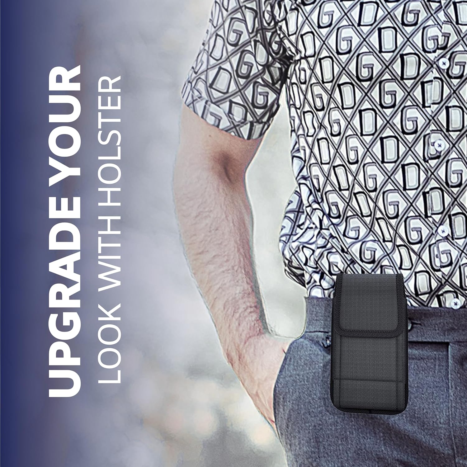 Cell Phone Holster case for iPhone 16 15 14 13 12 11 Pro Max & Plus,17 Air, Samsung Galaxy Plus Models S25 S24 S23 S22 S21 Plus, S20 FE with Belt Clip, (Fits Phone with Case) Black Nylon - Image 6