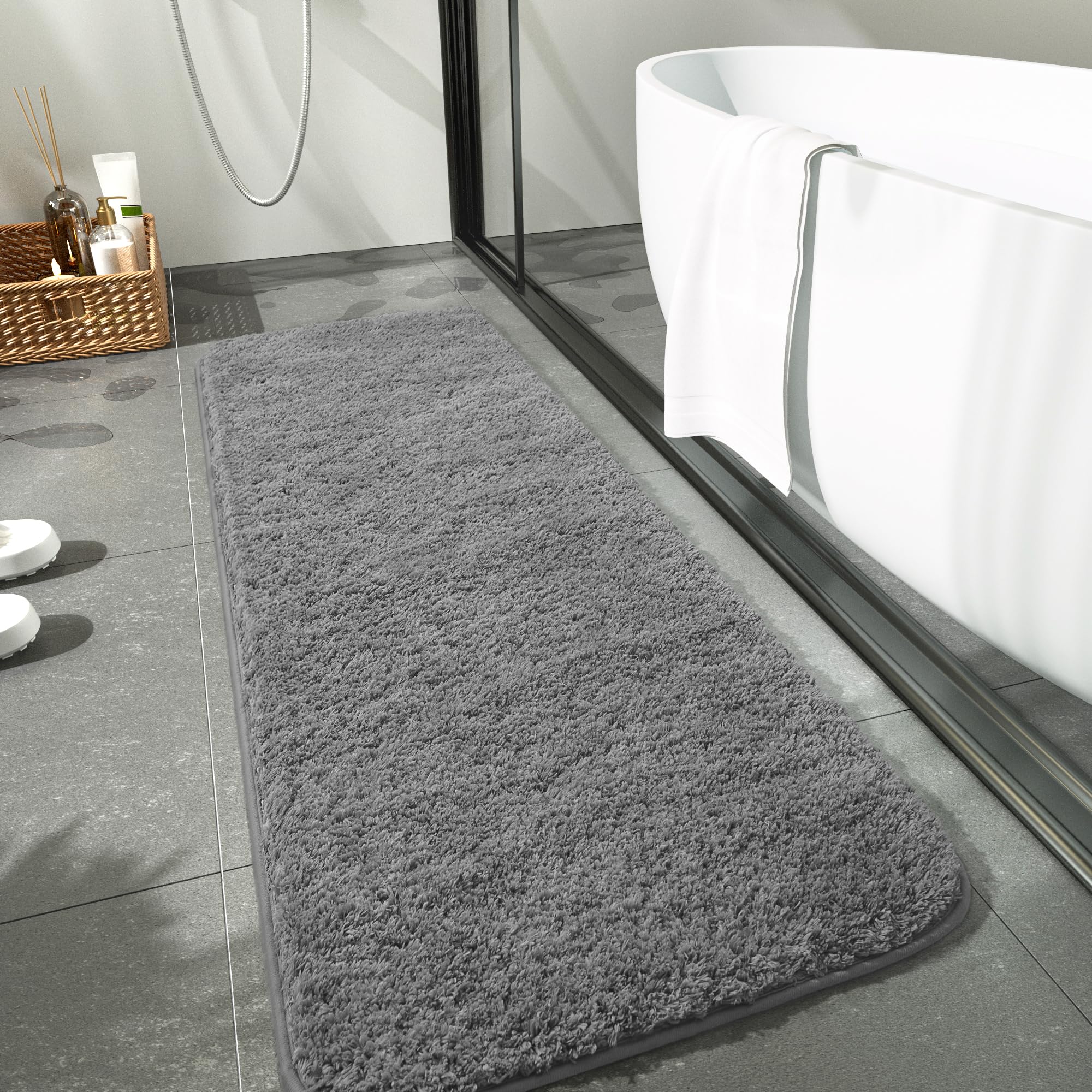 LOCHAS Bathroom Rug Runner 24x70 Inch, Soft Thick Absorbent Microfiber ...