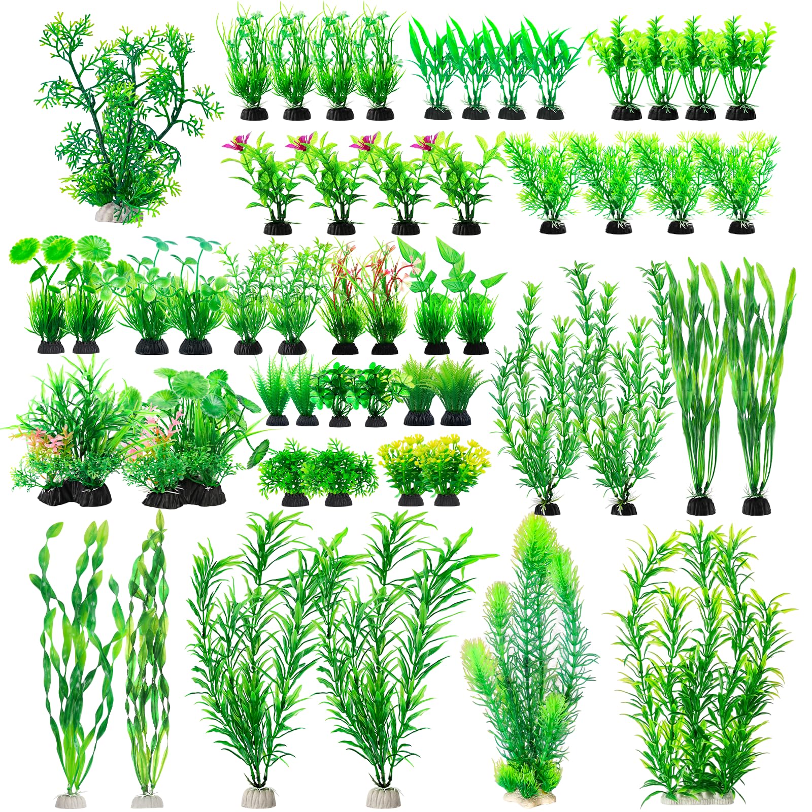 Décoration d'aquarium et plantes vertes artificielles | Set CousDUoBe 53 pcs