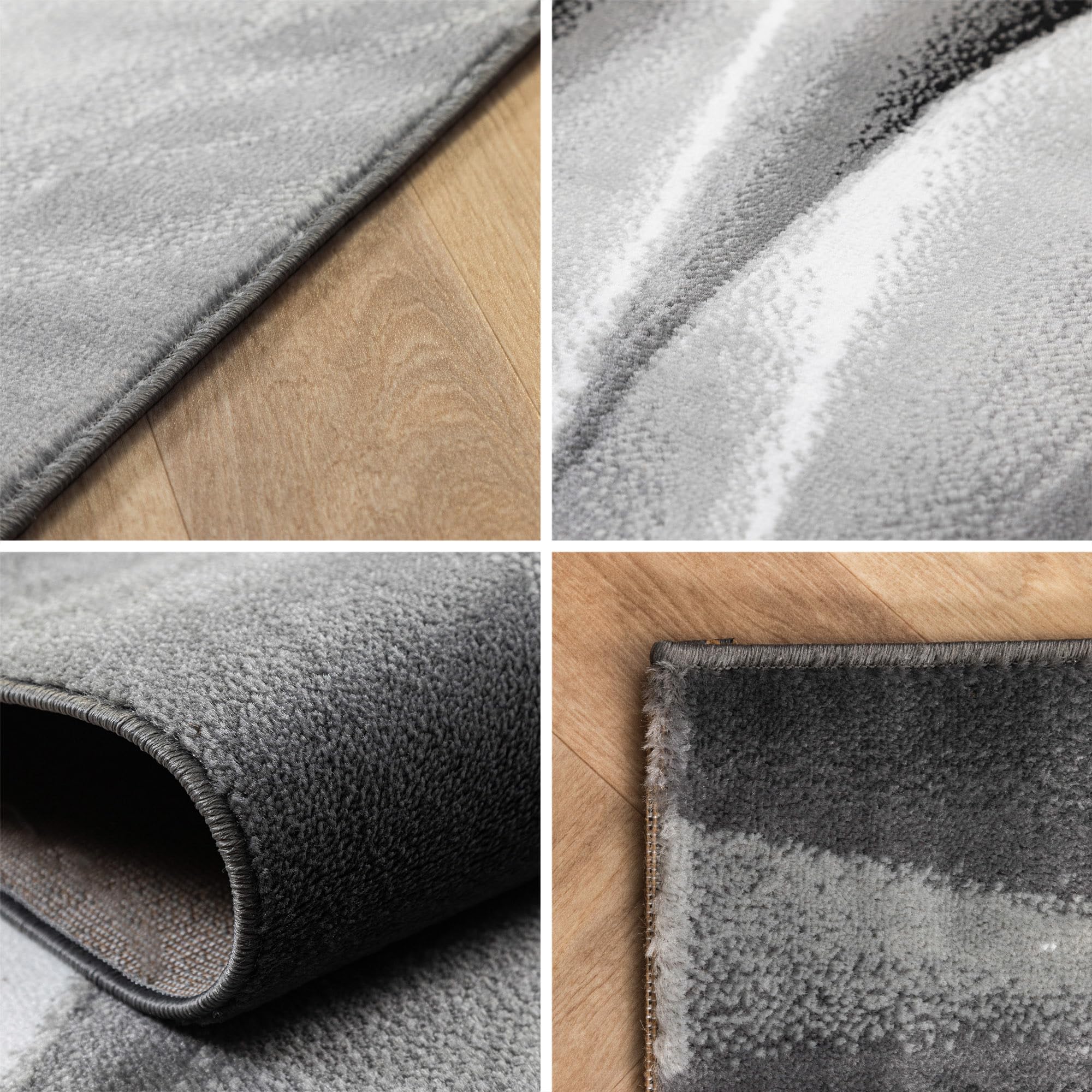 Carpettex Moderne Tapis Salon Tapis Chambre Noir-6 80 x 150 cm - Tapis à Poils Courts, a Poil Ras, Conception Abstrait Doux et Moelleux - Tapis Cuisine Moquette Salle de Sejour