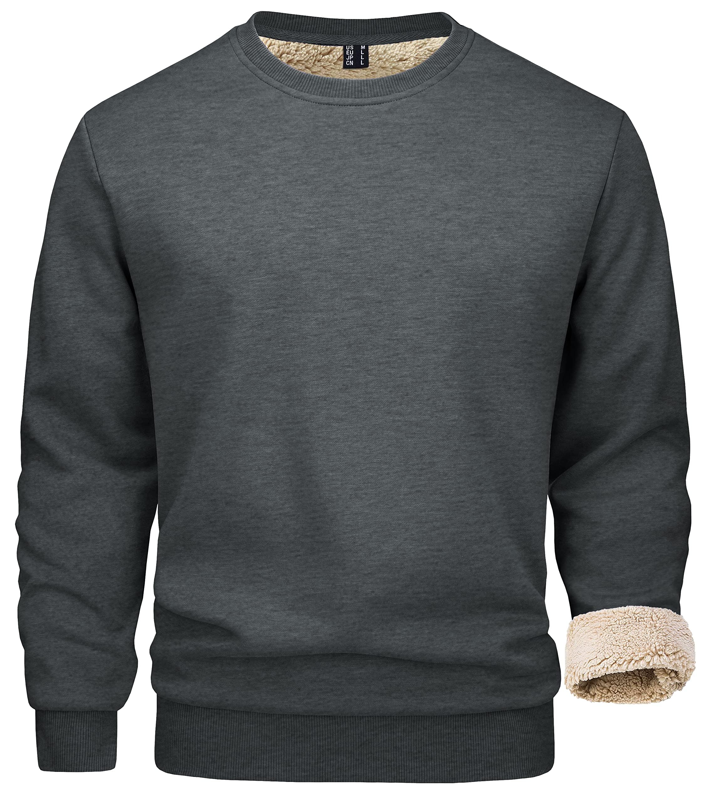 MAGCOMSEN Sweat-shirt d'hiver en polaire pour homme - Pull de sport chaud à manches longues avec col rond
