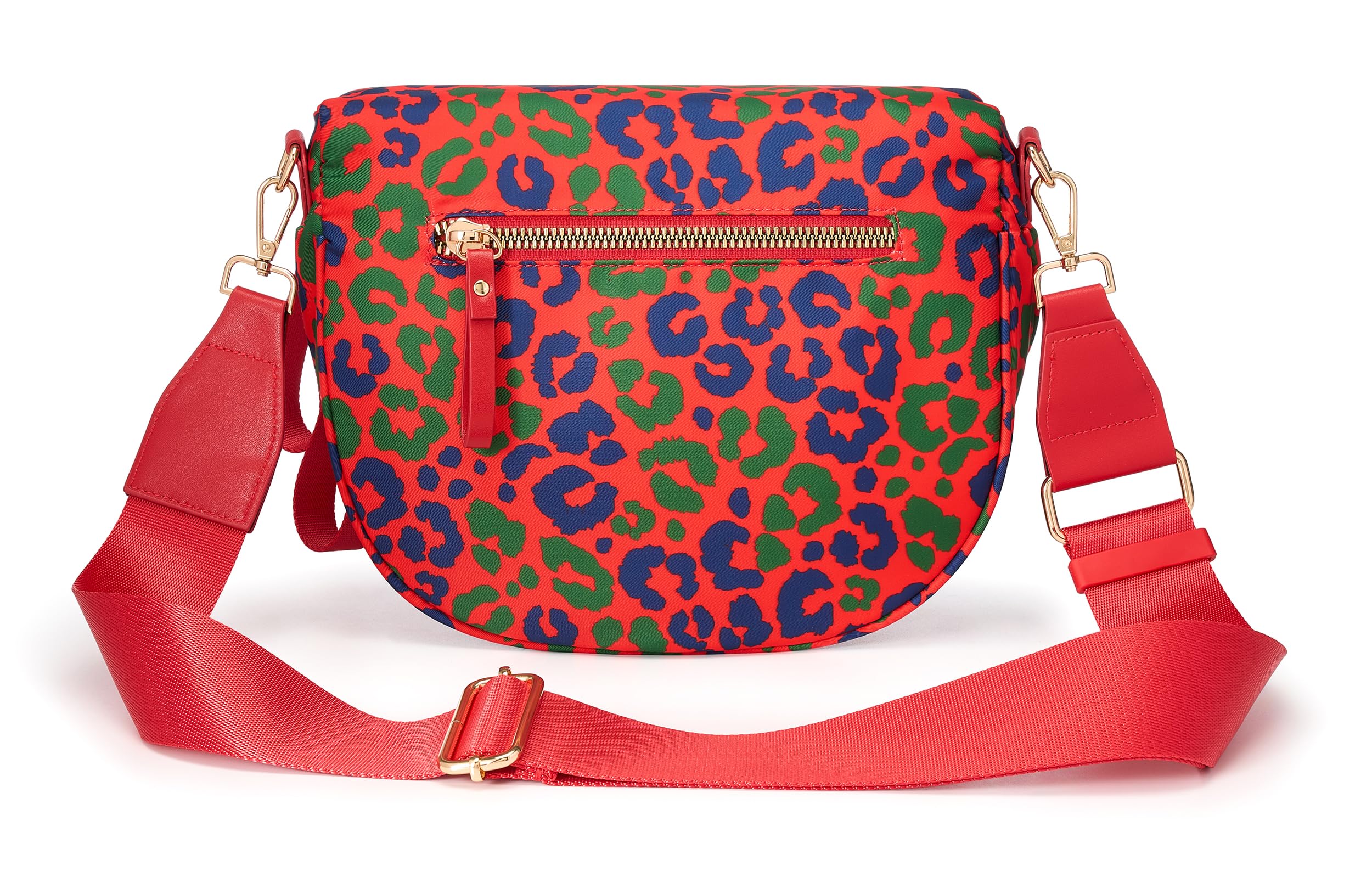 FEIBOON Spacious Nylon Crossbody Bag Bum Bag Handbags Wallets Purses Trendy Shoulder Bag for Women (Red Leopard) view 3
