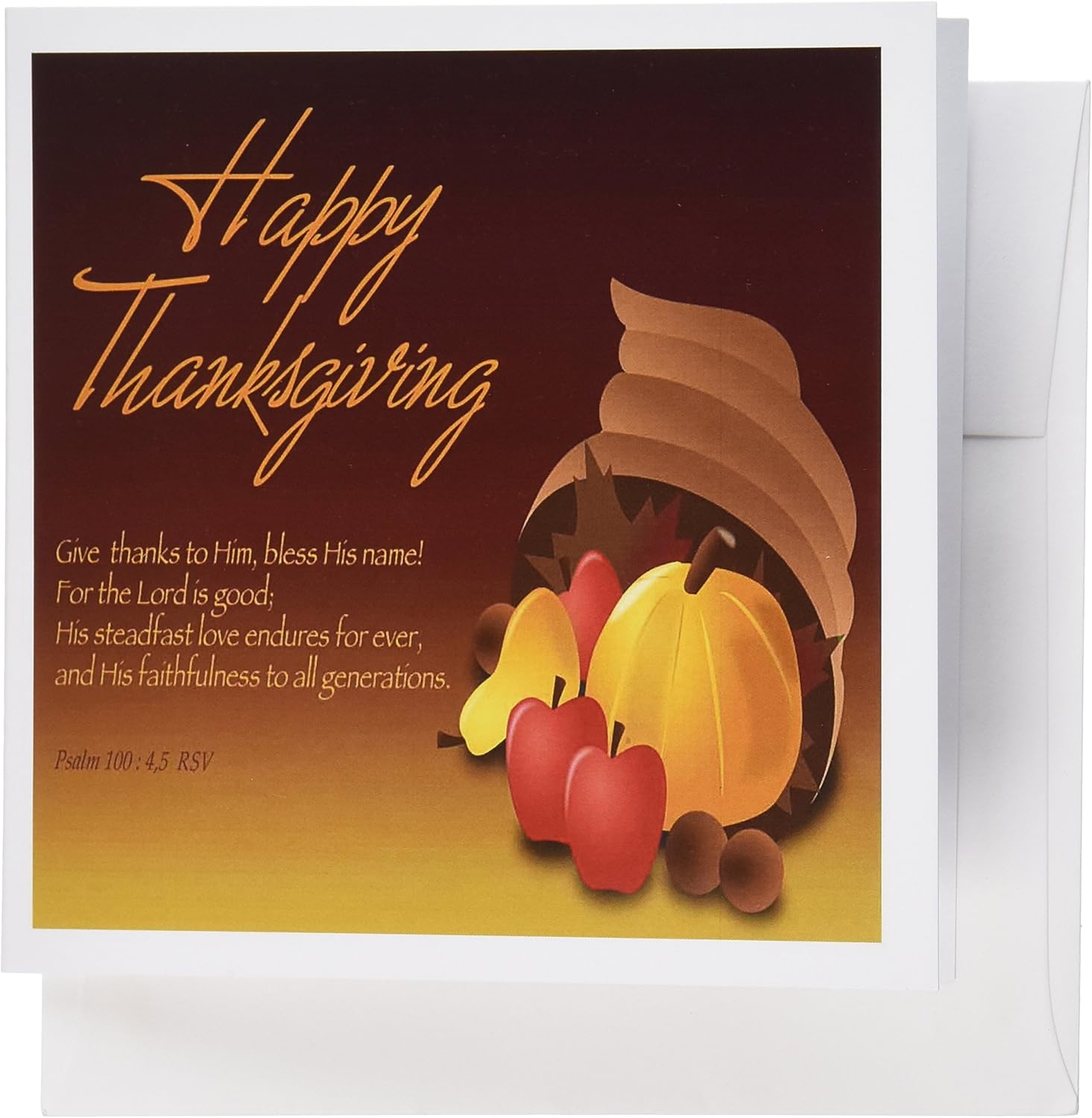 Happy Thanksgiving Scripture Images Amazon.com : 3Drose Happy Thanksgiving Cornucopia With Bible Verse Psalm  100 - Greeting Cards, 6 X 6 Inches, Set Of 6 (Gc_26778_1) : Blank Greeting  Cards : Office Products