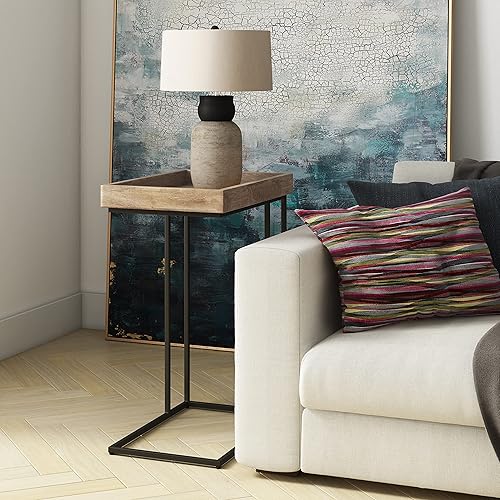 Miniatura 2 de SIMPLIHOME Gallagher - Mesa auxiliar C de 12 pulgadas de ancho, madera maciza de mango y metal, soporte rectangular con bandeja superior, mesa