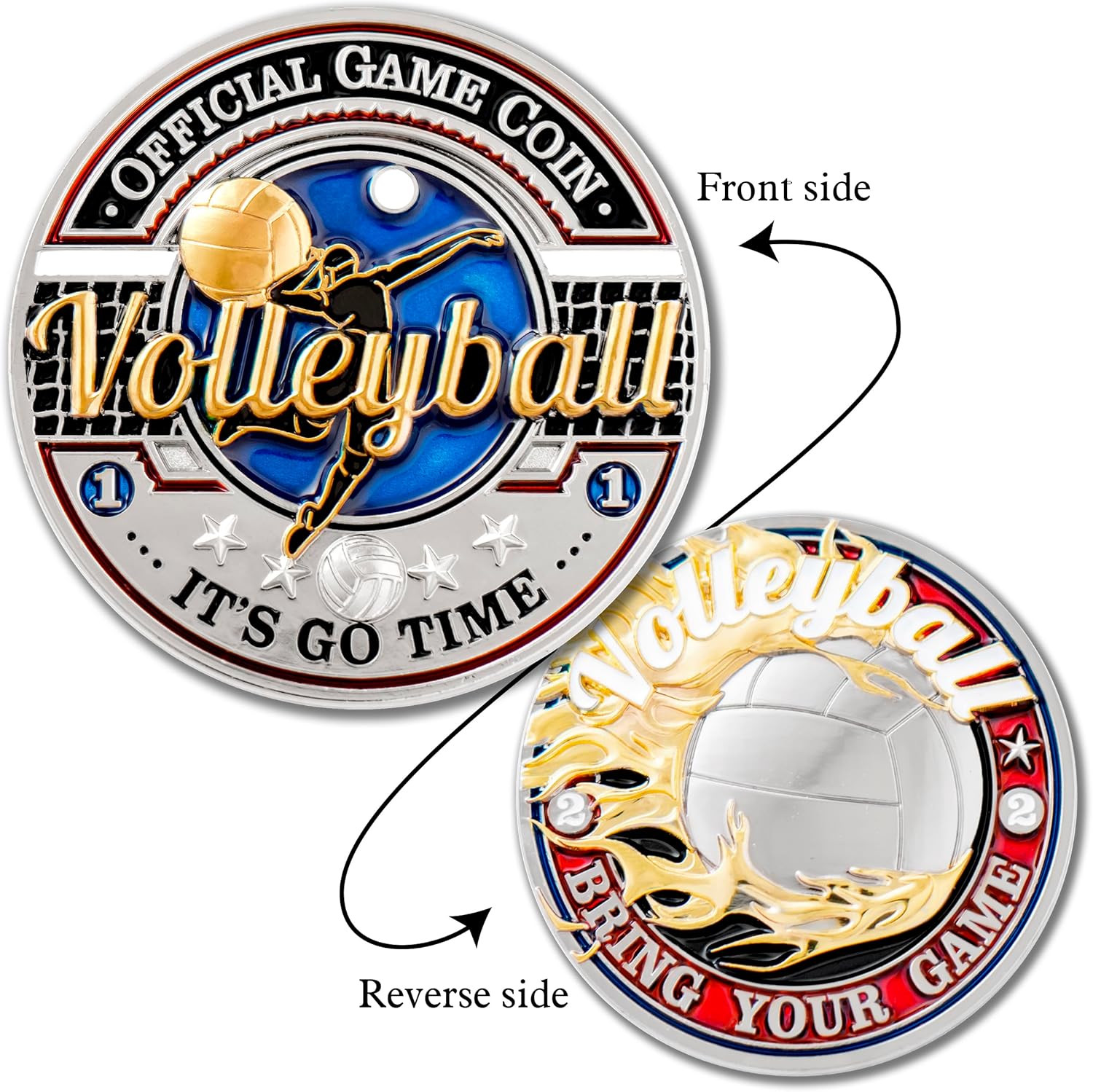 Armor Coin & Emblem - Volleyball Challenge Coin - Game -Memorabilia - Encouragement Gift Ideas - Recognition for Volleyball Player Coach Official (with Tin Box Set of 2)