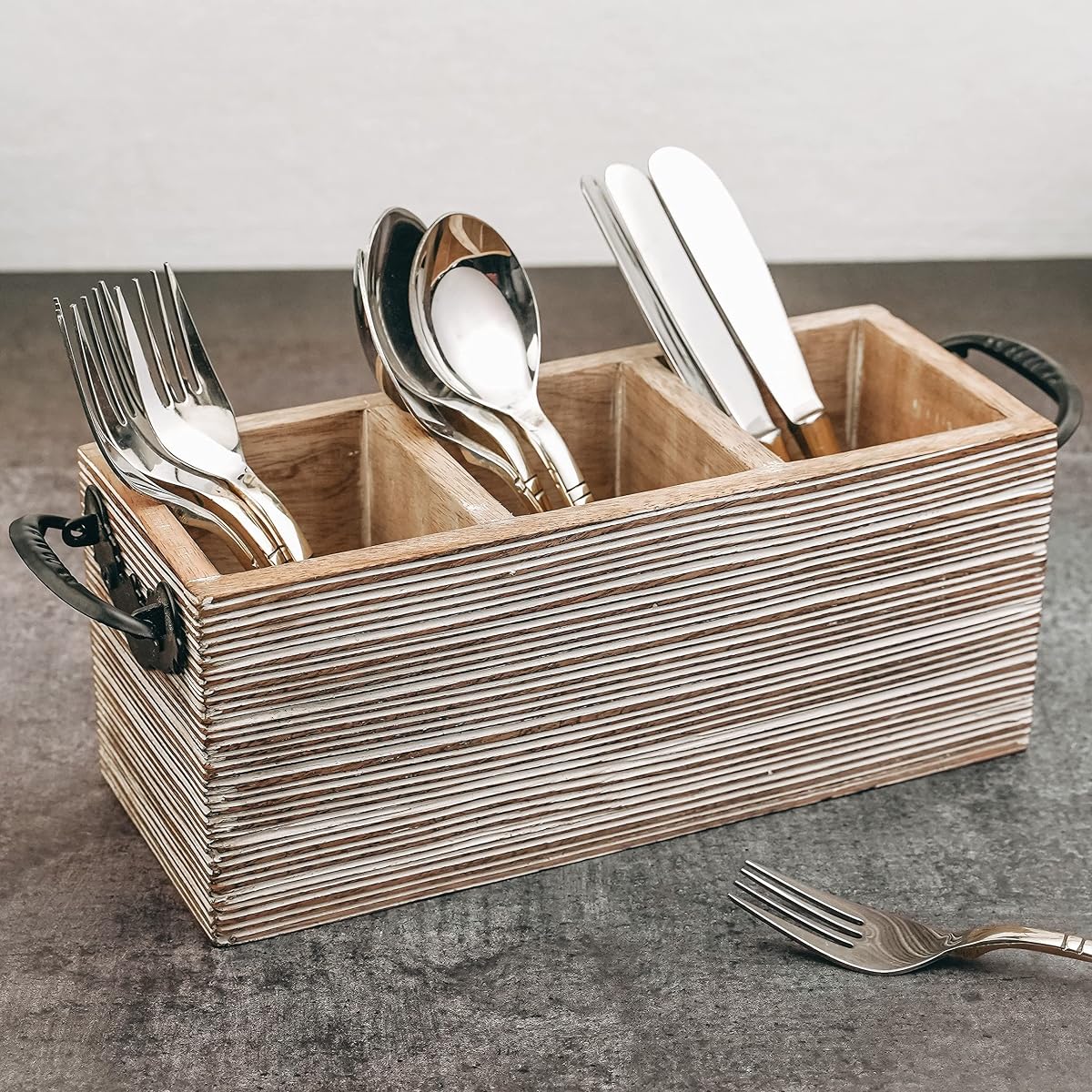 UHUD CRAFTS Wooden Cutlery Holder/Flatware Caddy/Spoon Stand for Dining and
