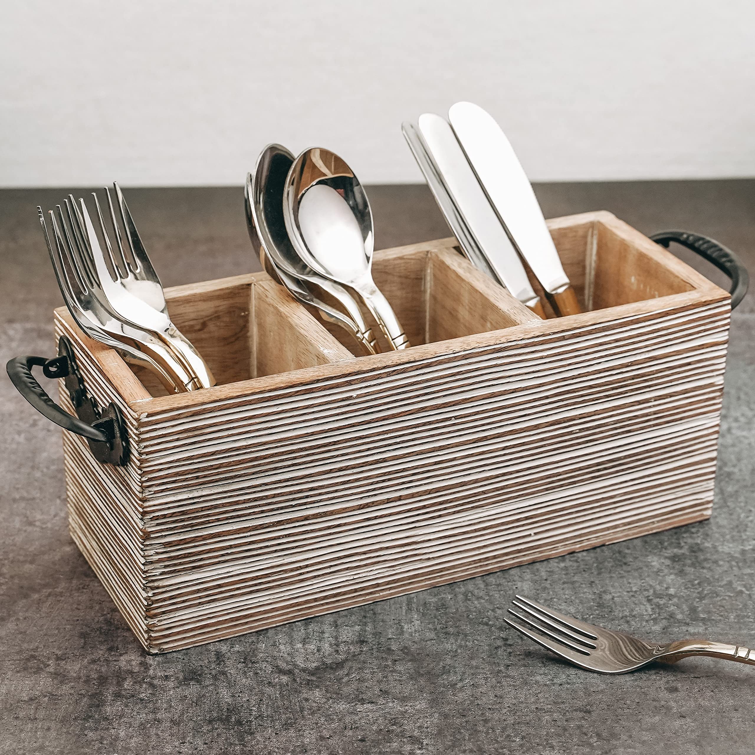 UHUD CRAFTS Wooden Cutlery Holder/Flatware Caddy/Spoon Stand for Dining and