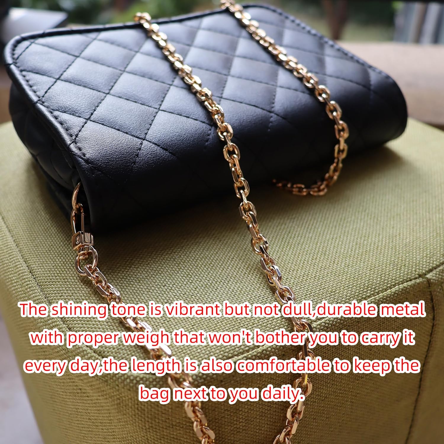 HEEHEE 43.3"(110cm) Gold Purse Chain Strap O Shape DIY Metal Chain Cross body Chain Handbag Replacement Strap 1 Pack for Purse Accessories - Image 6