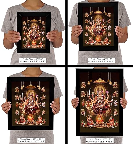 Miniatura 7 de Marco de fotos de Dios Durga en 9 formas, póster con marco de diosa hindú propicio para decoración de pared, hogar, oficina, templo, 8 x 10 pulgadas