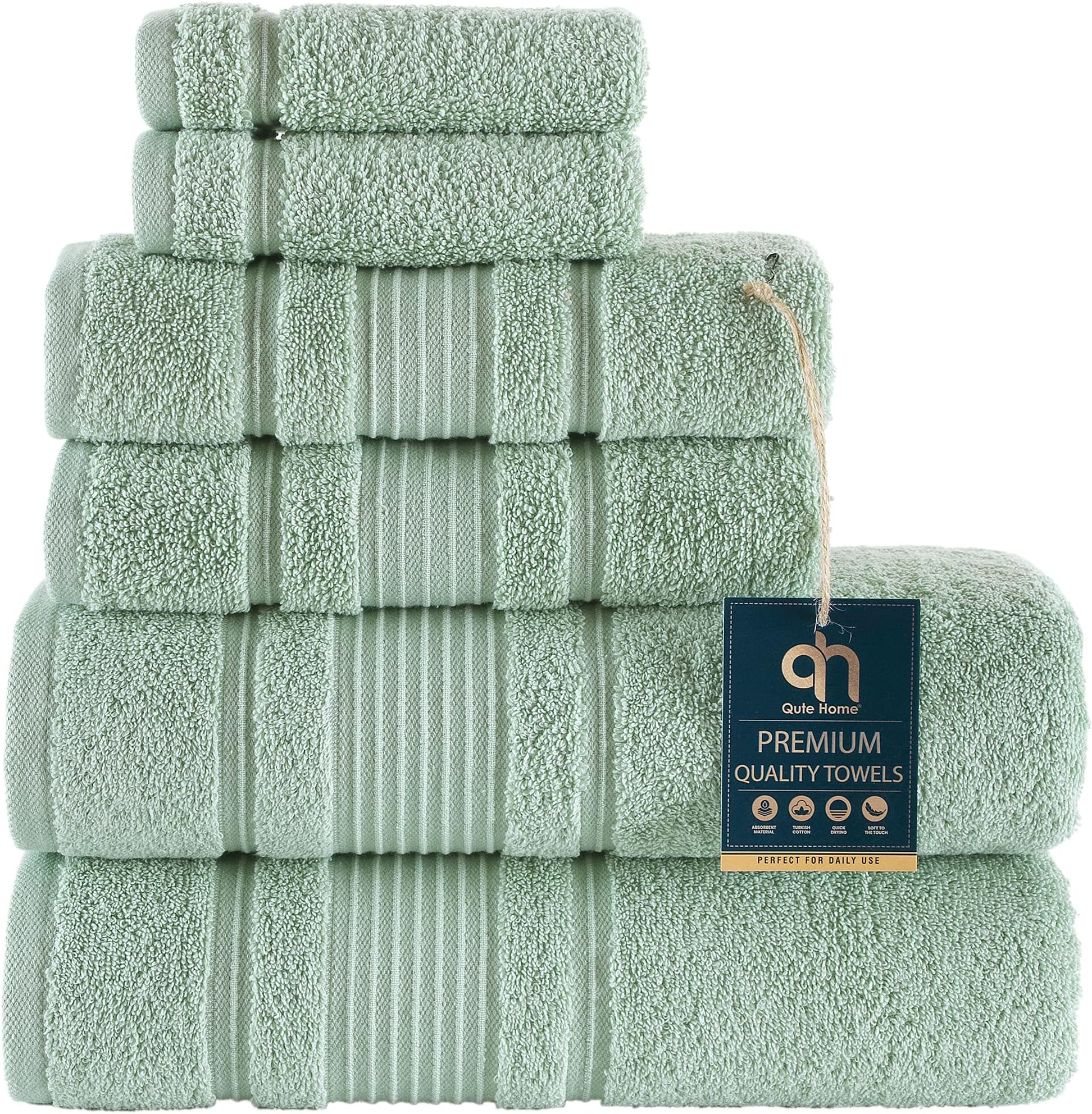 COZYART Sage Green Bath Towel Set for Bathroom Turkish