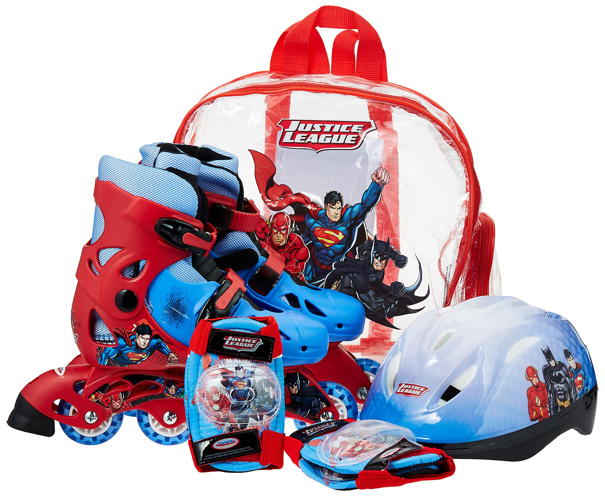 Warner Batman & Superman Inline Skates Plus Protection Set - Odcc026, Multi Color