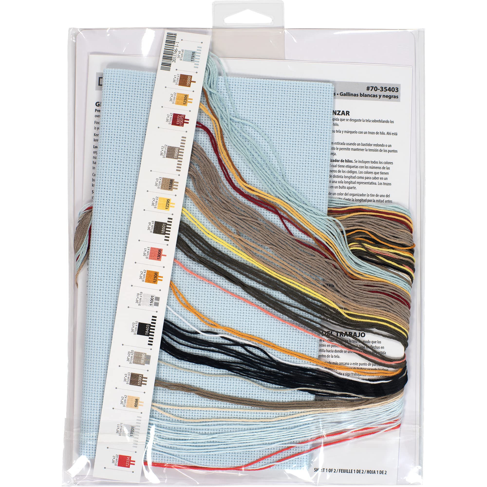 DIMENSIONS Black and White Hens Counted Cross Stitch Kit, 14 Ct. Light Blue Aida Cloth, Finished Project 16