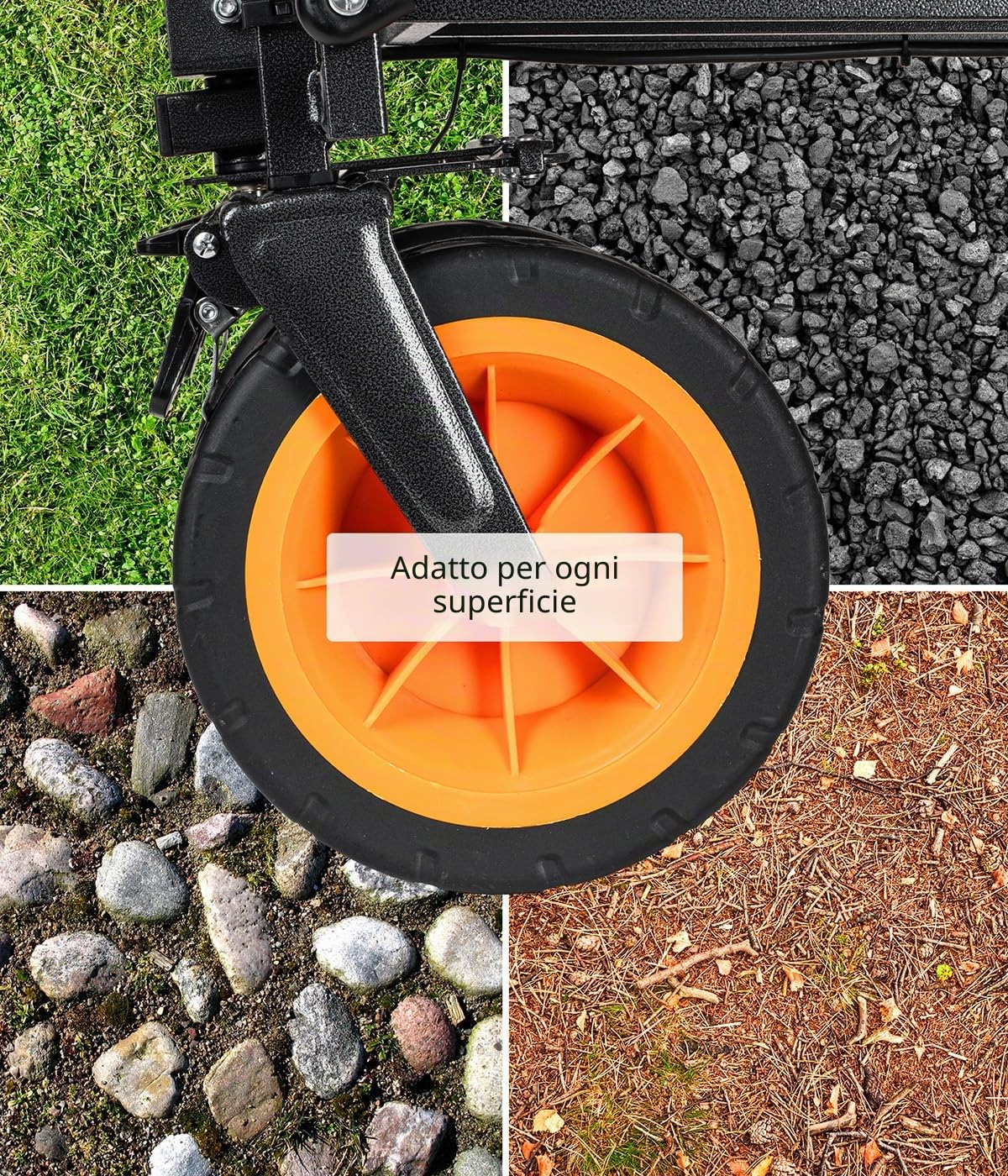 FALKO GO Carrello elettrico pieghevole, pneumatici larghi su tutte le superfici, carrello a mano con motore, carrello da giardino, da spiaggia per escursioni e campeggio, pieghevole