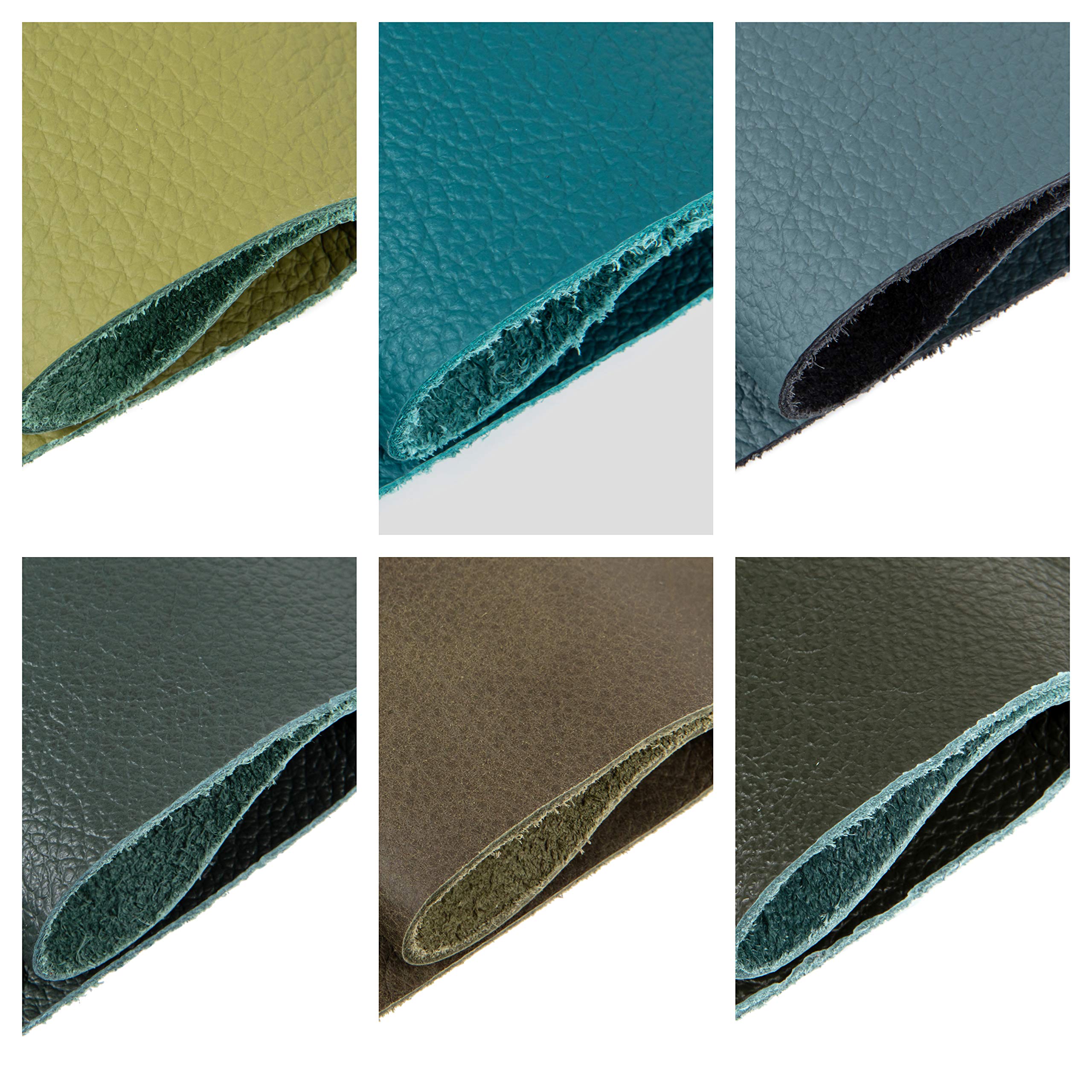 Pièces de Cuir - Chutes et Découpes de Très Grande Taille, Haute Qualité pour Couture, Artisanat, Usinage, Couverture - Trié, Textiles, 0,8Kg, Format A0, Vert