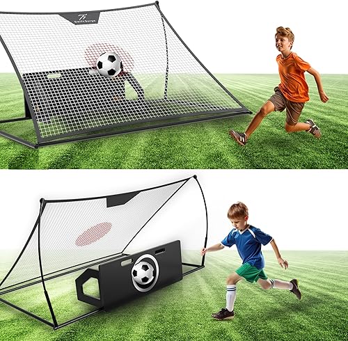 Miniatura 8 de Red rebotadora de fútbol SwiftSurge - Red de entrenamiento de fútbol plegable con tablero de rebote, tubos de hierro de acero - Red de fútbol